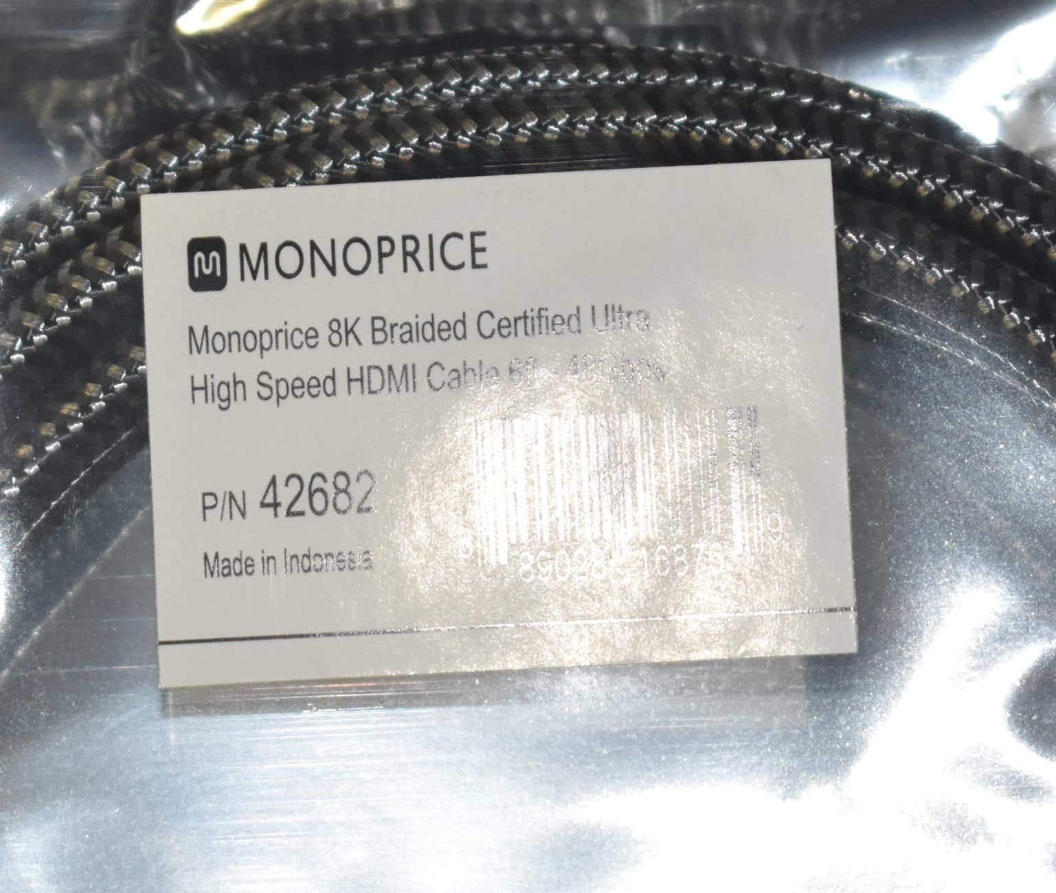 Monoprice 8K Certified Ultra High Speed HDMI Cable - Braided - HDMI 2.1, 8K@60Hz, 4K@120Hz, 48Gbps, HDR, VRR, CL2 In-Wall Rated, 6ft, Black customer photo 2