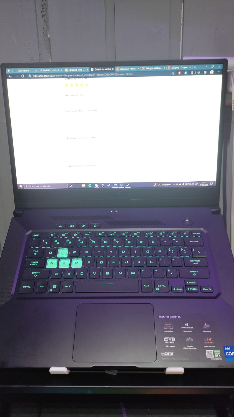 ASUS TUF Dash 15 (2021) Ultra Slim Gaming Laptop, 15.6†144Hz FHD, GeForce RTX 3050 Ti, Intel Core i7-11370H, 8GB DDR4, 512GB PCIe NVMe SSD, Wi-Fi 6, Windows 10, Eclipse Grey Color, TUF516PE-AB73 customer photo 2