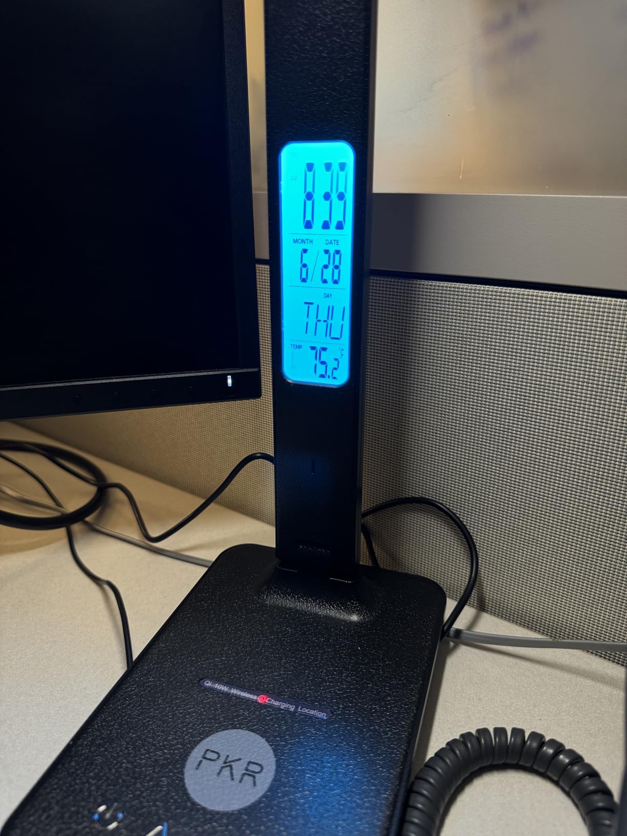 LED Desk Lamp with Wireless Charger, USB Charging Port, Table Lamp with Clock, Alarm, Date, Temperature, Desk Lamps for Home Office,Black customer photo 1