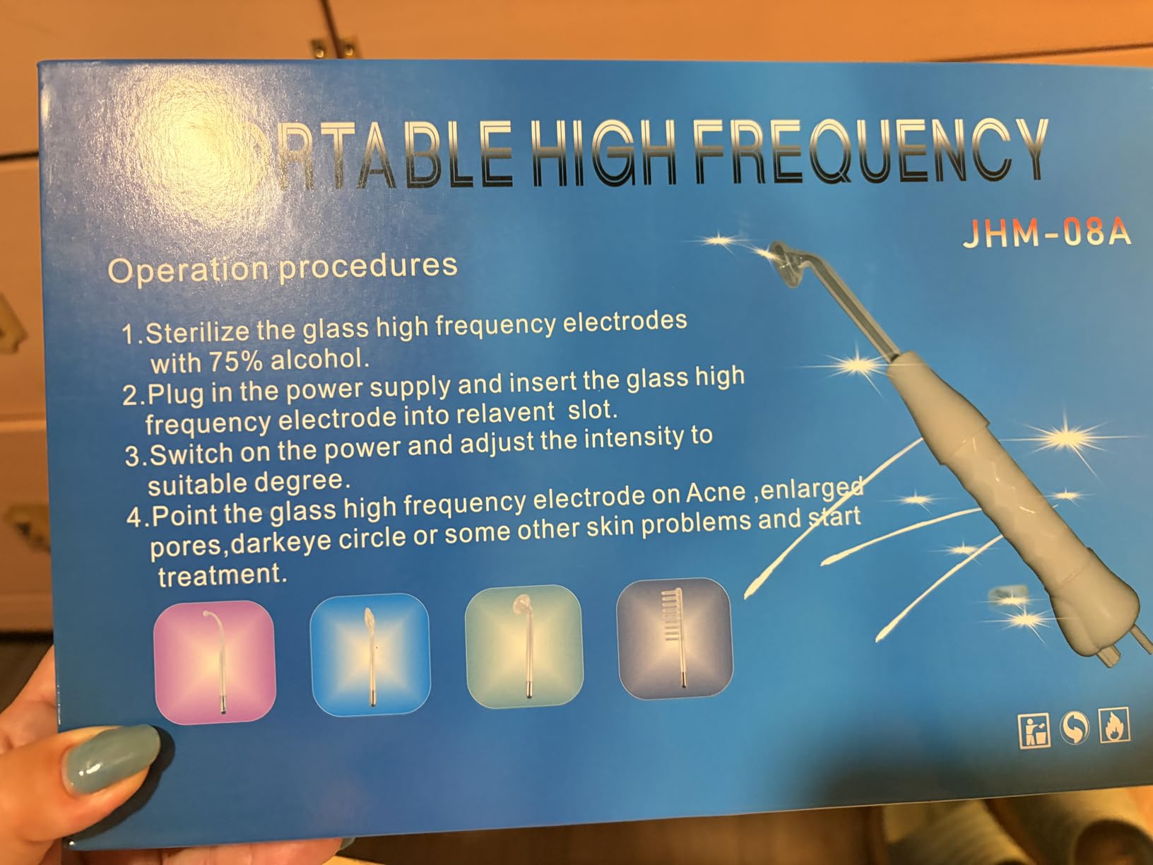 High Frequency Facial Wand/Machine with 5 Argon Parts Skin Care Tool for Wrinkles Reducing Face Skin Tightening. customer photo 2