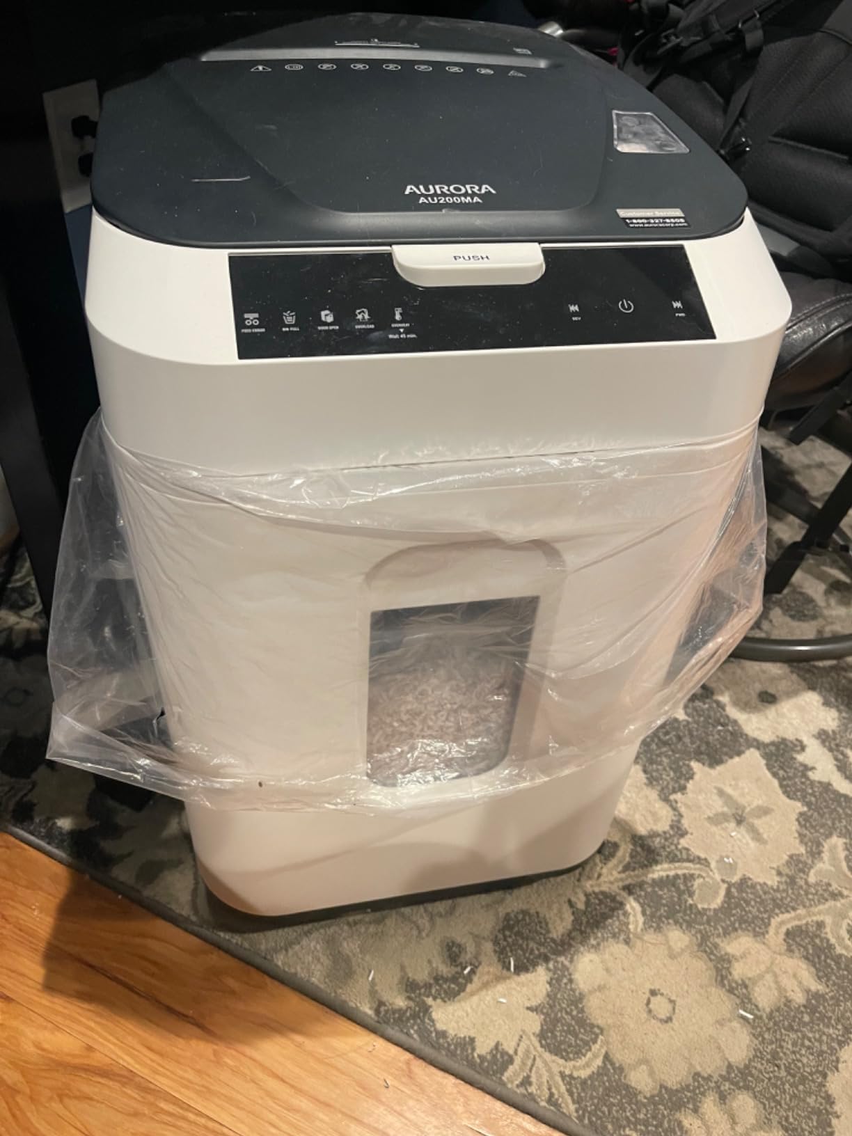 Aurora Commercial Grade 200-Sheet Auto Feed High Security Micro-Cut Paper Shredder/ 60 Minutes/Security Level P-5 customer photo 1