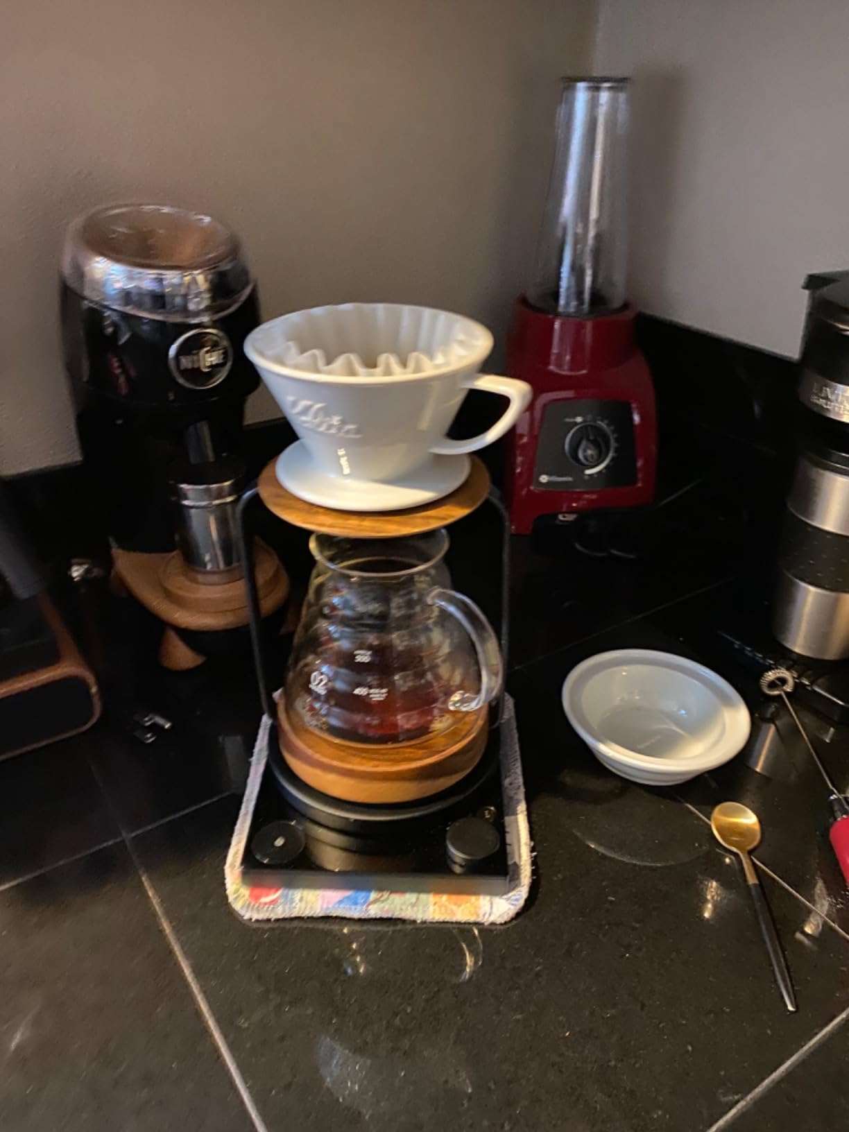 SOTECH Pour Over Coffee Station Dripper Stand Coffee Filter Wooden Filter Holder Glass Server with Paper Coffee Filters, Coffee Maker Stand Set for Coffee Tea and Saffron customer photo 1