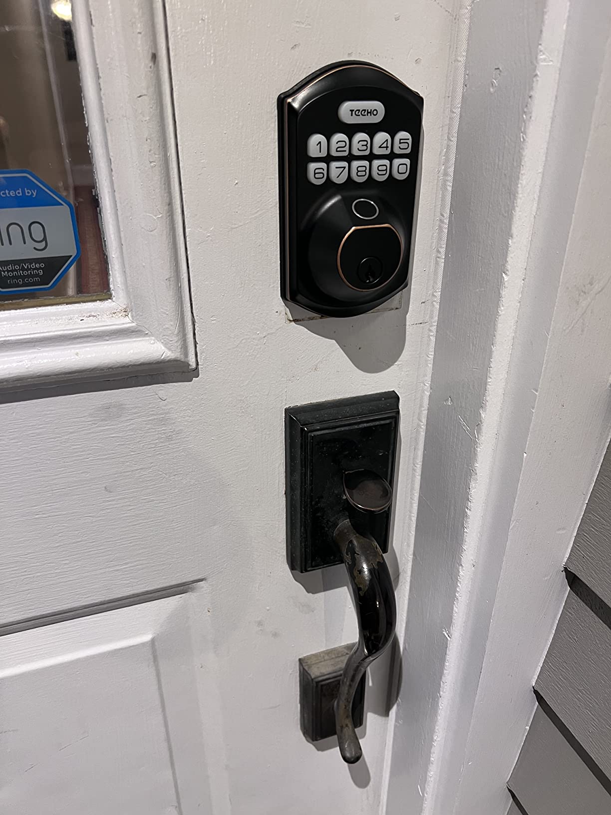 TEEHO TE002 Fingerprint Deadbolt with Keypad for Front Door, Matte Black | 1-Second Fingerprint Unlock, ANSI Grade 3, 20 User Codes, Auto Lock, Anti-Peep Password, IP54 Waterproof & Low Battery Alerts customer photo 1