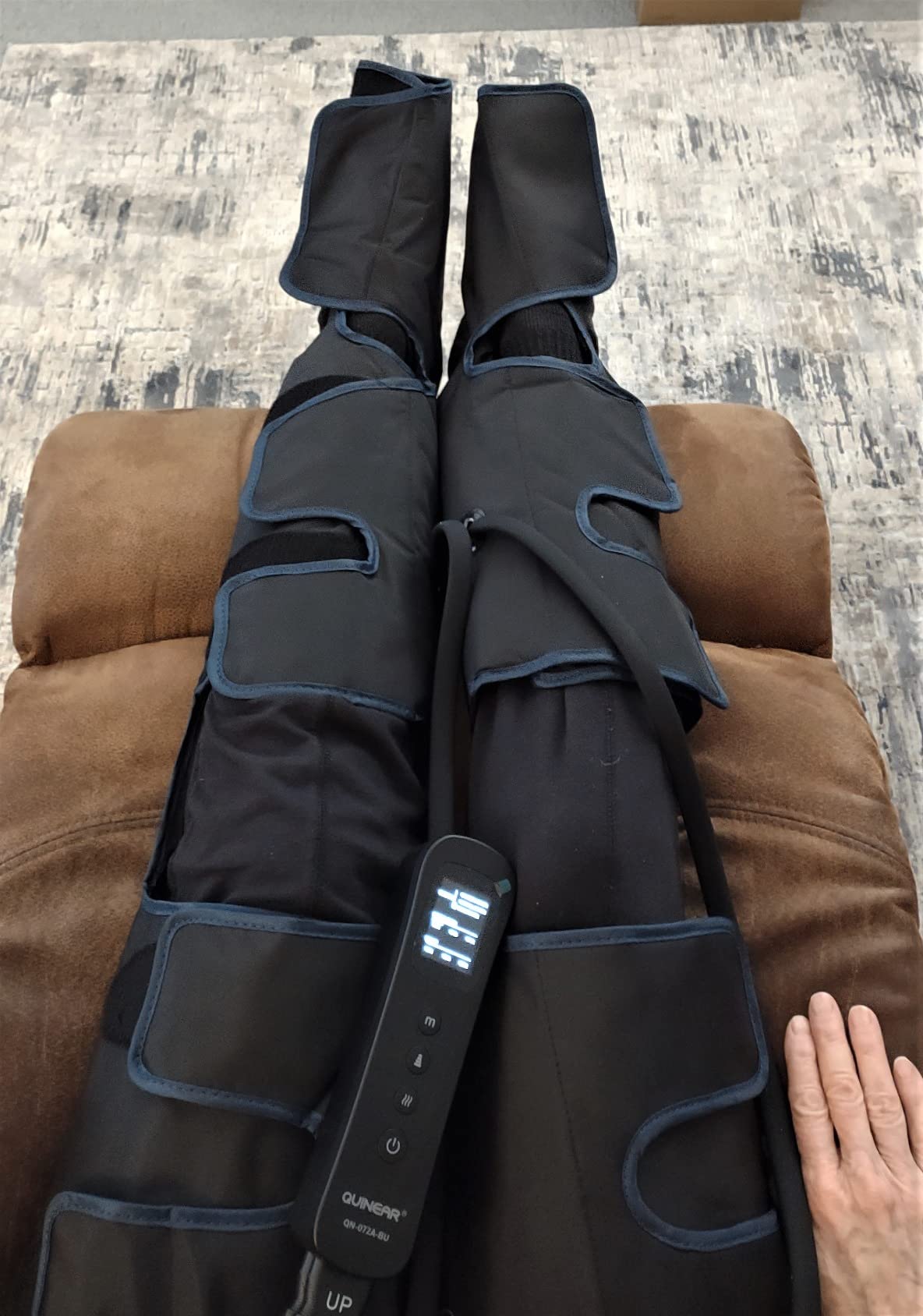 QUINEAR Leg Massager with Heat and Compression FSA-HSA | Foot and Leg Massager for Circulation and Pain Relief, 3Heat 3Mode 3Intensity 2 Extender Calf Massager for Cramps Edema Swelling customer photo 1