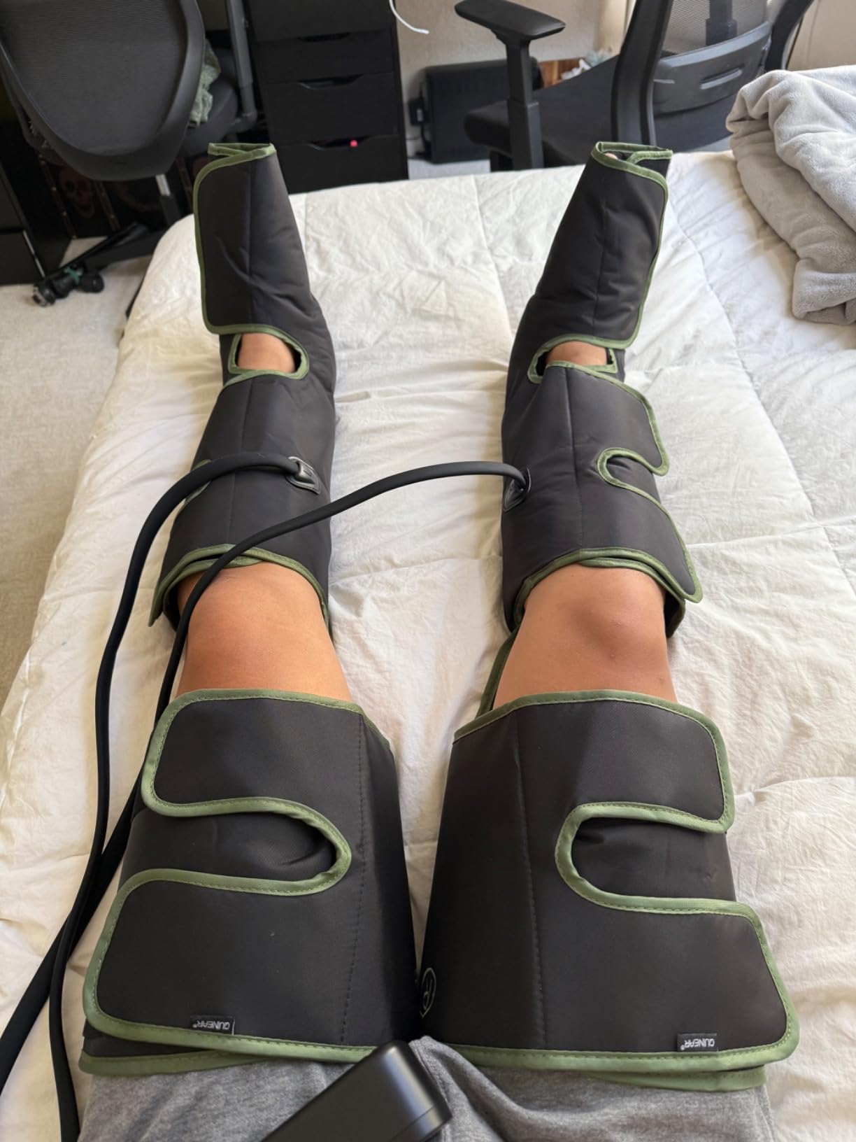 QUINEAR Leg Massager with Heat and Compression FSA-HSA | Foot and Leg Massager for Circulation and Pain Relief, 3Heat 3Mode 3Intensity 2 Extender Calf Massager for Cramps Edema Swelling customer photo 2