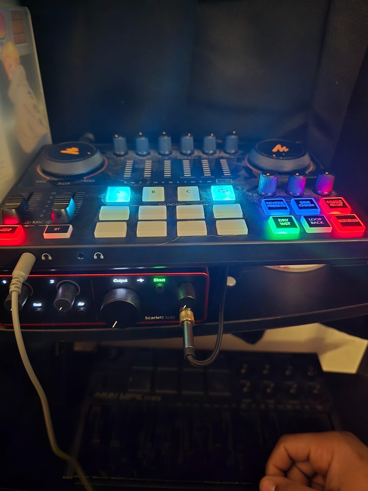 MAONO AME2 Audio Interface Mixer, Podcast Studio Console with XLR Input | 48V phantom power, Bluetooth, 11 custom sound pads, podcast recording, YouTube/TikTok live streaming, PC and XLR mic setup customer photo 1