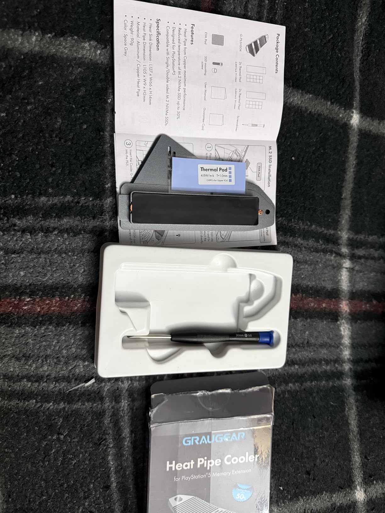 GRAUGEAR PS5 SSD Heatsink Cover, M.2 NVMe PS5 Heatsink, Shuttle Shaped Design, Heat Dissipation with Heat Pipe Cooler and Aluminum Fin for NVMe M2 PCIe 4.0 [G-PS5HS04] (PS5) customer photo 1
