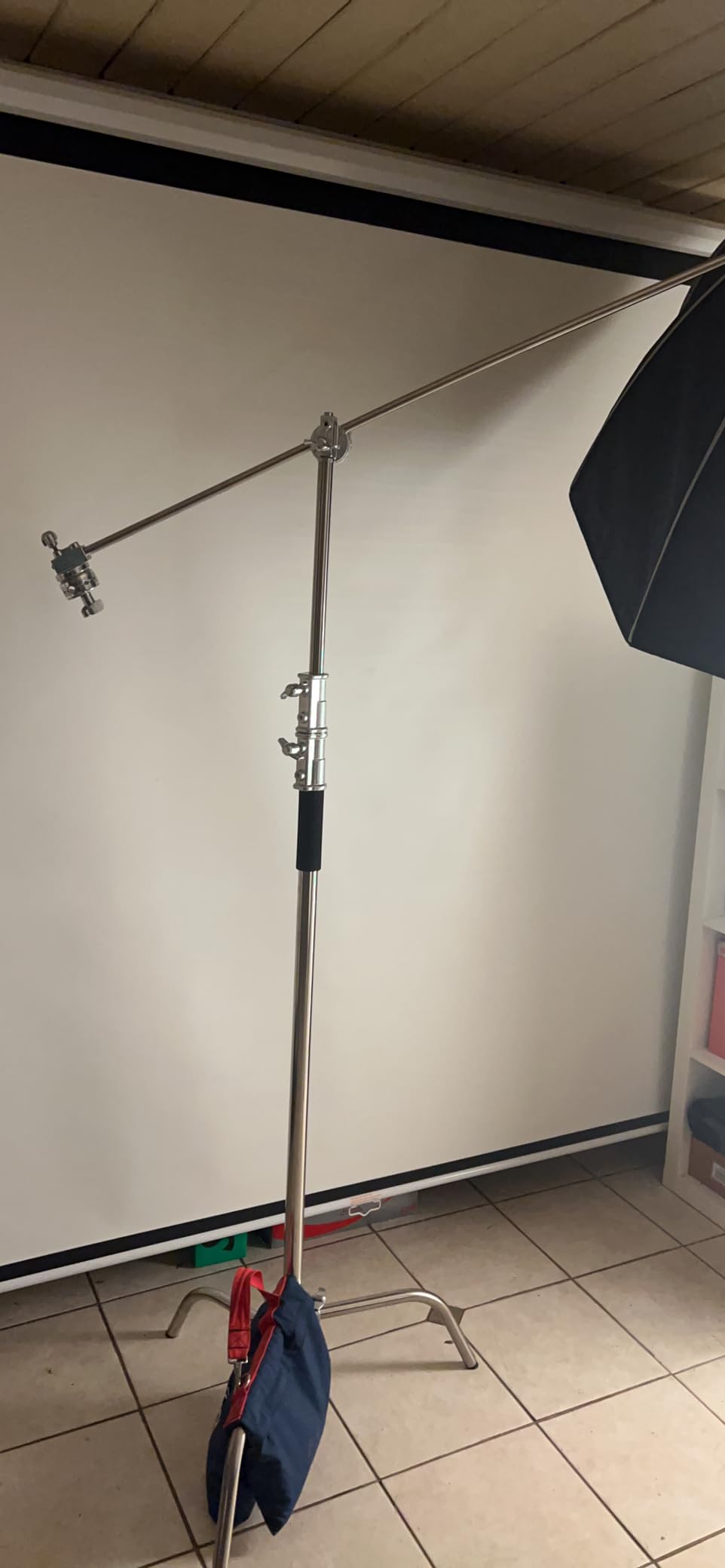 C Stand With Boom Arm - Photography Light Stand, Max Height 10.5ft/320cm, 4.2ft/128cm Holding Arm, Stainless Steel Heavy Duty Silver (CXJH01) customer photo 2