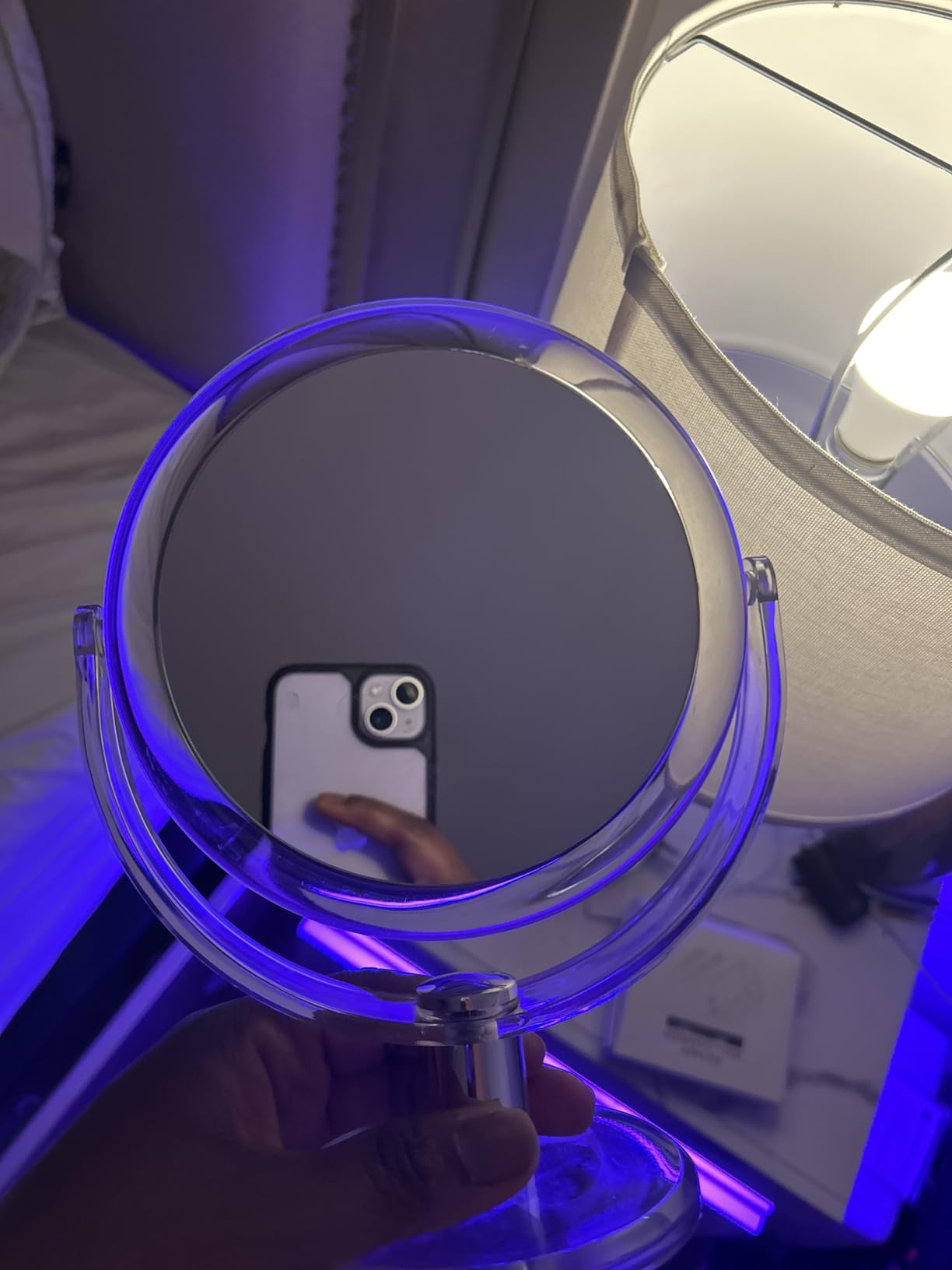 CLSEVXY Vanity Makeup Mirror with Stand, 1X/15X Magnification Double Sided 360 Degree Swivel, Portable Table Desk Counter top Magnifying Mirror, Tabletop Mirror for Bedroom or Dorm Room, 6.25 Inch customer photo 1