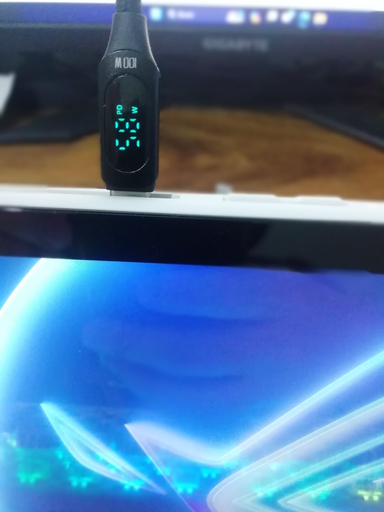 USB C to USB C Cable 100W Fast Charging with LED Display, 6.6ft, Blue customer photo 1