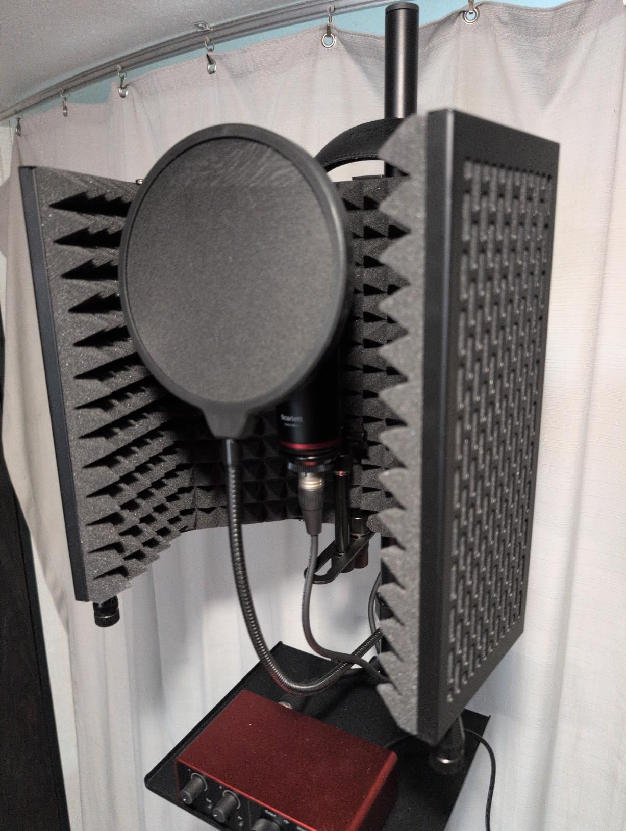 Dmsky Microphone Isolation Shield with Pop Filter & Tripod Stand, Foldable Mic Shield with Triple Sound Insulation, High Density Mic Sound Shield for Recording Studio, Podcasts, Singing, Broadcasting customer photo 1