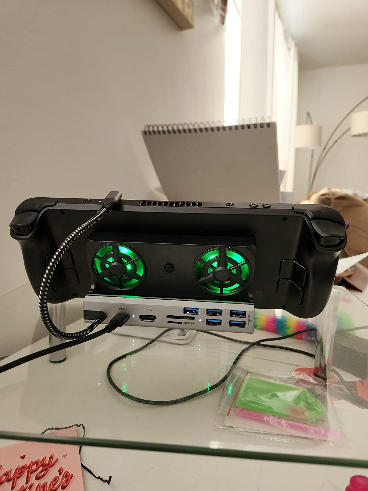 10-in-1 Docking Station for Steam Deck OLED & ROG Ally X & Legion Go & Switch 2, Dual Cooling Fan 5 USB Ports, 4K@60Hz HDMI 2.0, 100W Charging Port Support ROG Ally 30W Mode, Gigabit Ethernet, SD/TF customer photo 1