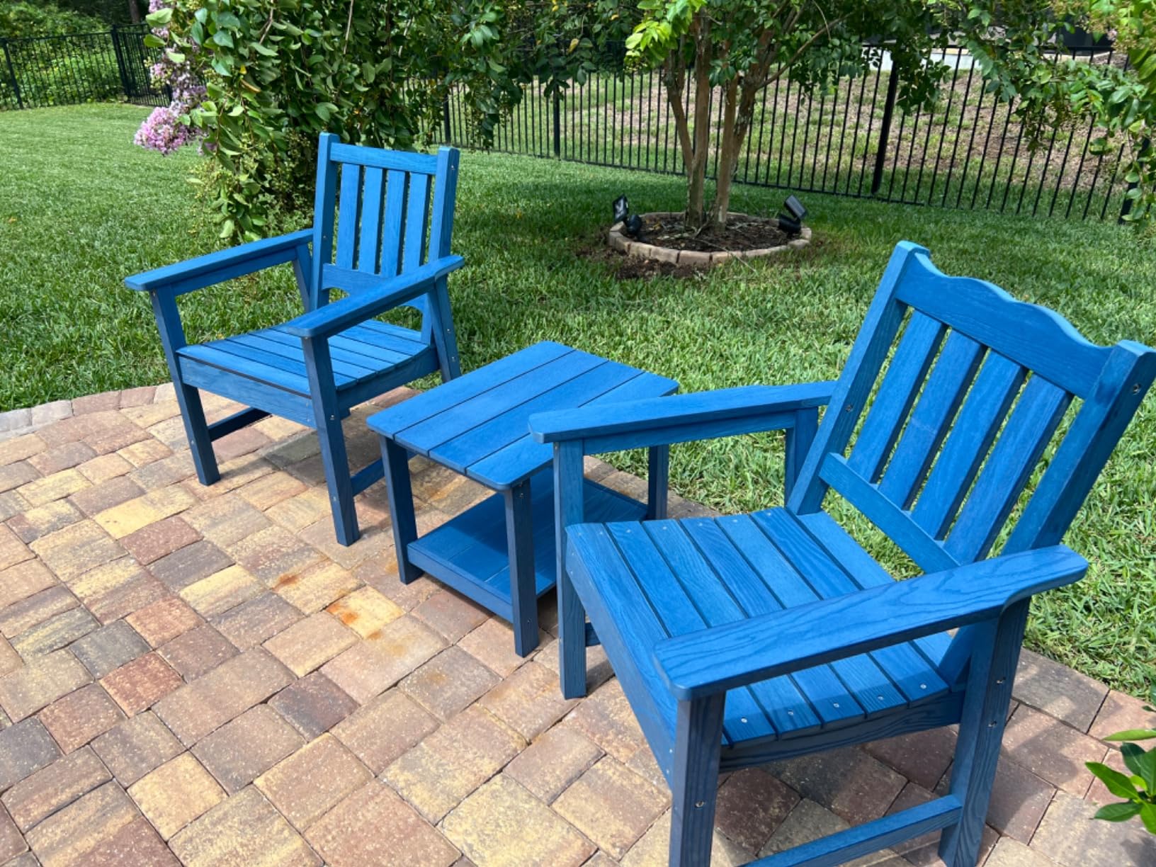 Stoog 3-Piece All-Weather Garden Chairs Set of 2 with Table, Outdoor Dining Chair with 400 lbs Weight Capacity, Patio Bistro Set for Porch, Backyard, Lawn and Deck, Teak customer photo 2