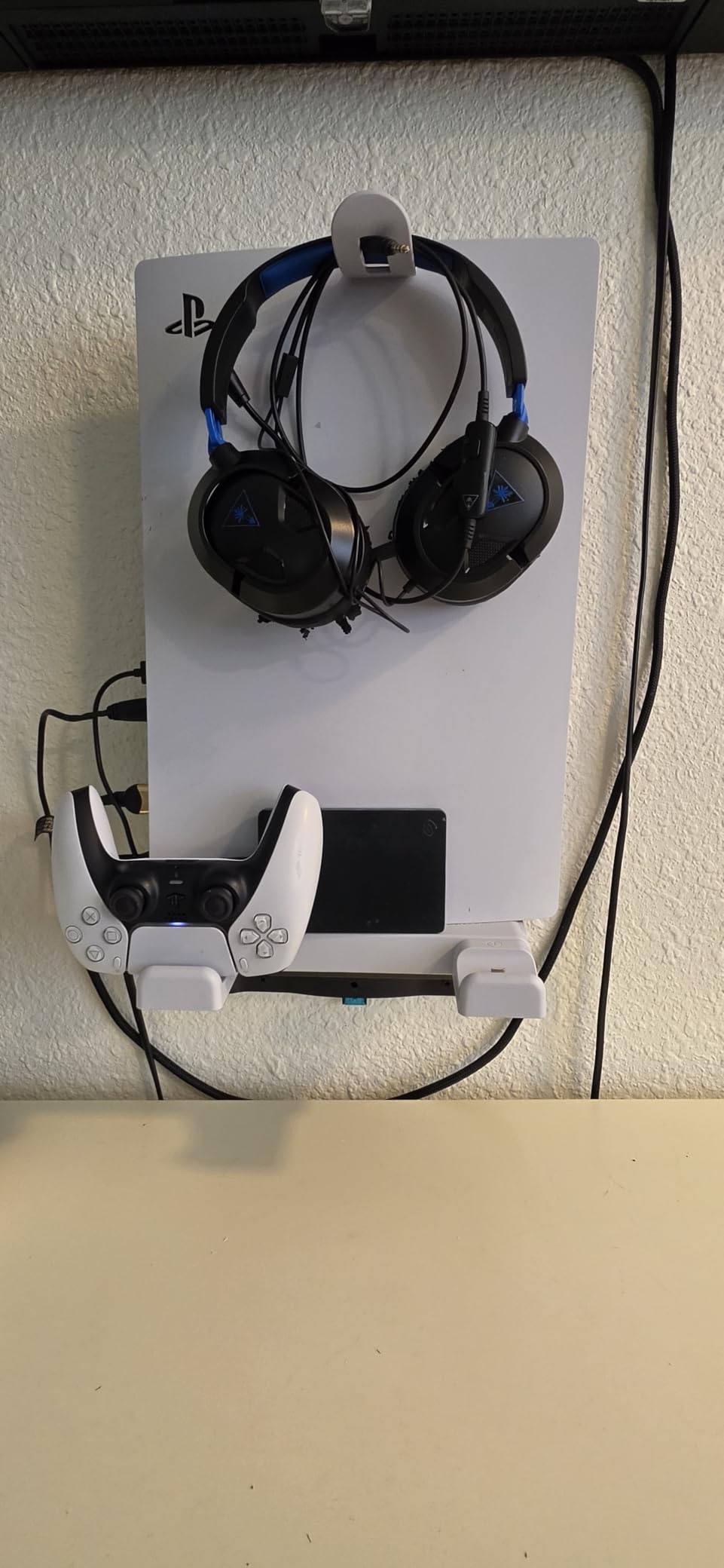 PS5/Slim/Pro Wall Mount Kit with Cooling Fan & Charging Station, PS5 Shelf Floating Mount for All PlayStation 5/Slim/Pro Disc & Digital Console, PS 5 Wall Bracket Behind TV, PS Five Pro Accessories customer photo 2