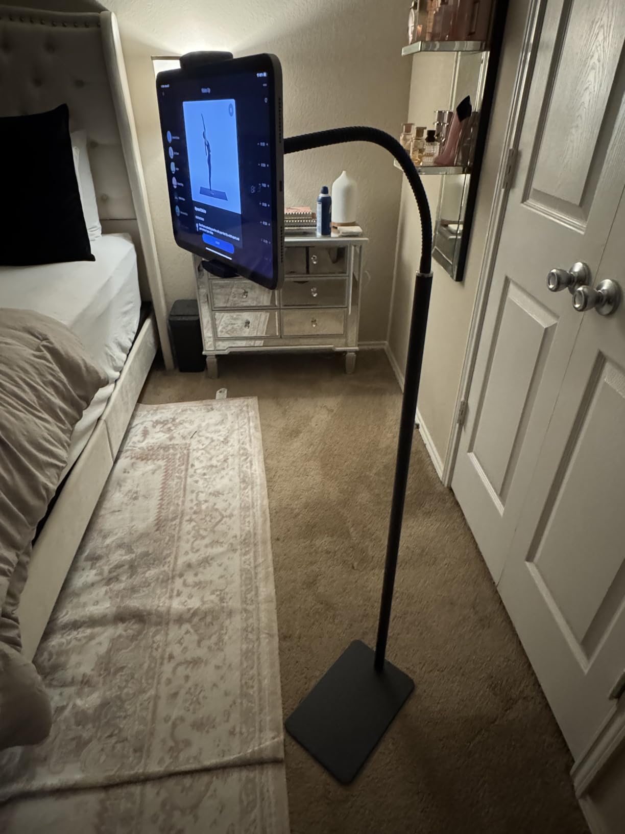 LanPavilion iPad Stand, Adjustable Tablet Floor Stand Metal Tablet Holder with Flexible Gooseneck, Compatible with iPad, Kindle, and Cell Phones (4.7''-13''), Ideal for Hands-Free Use customer photo 1