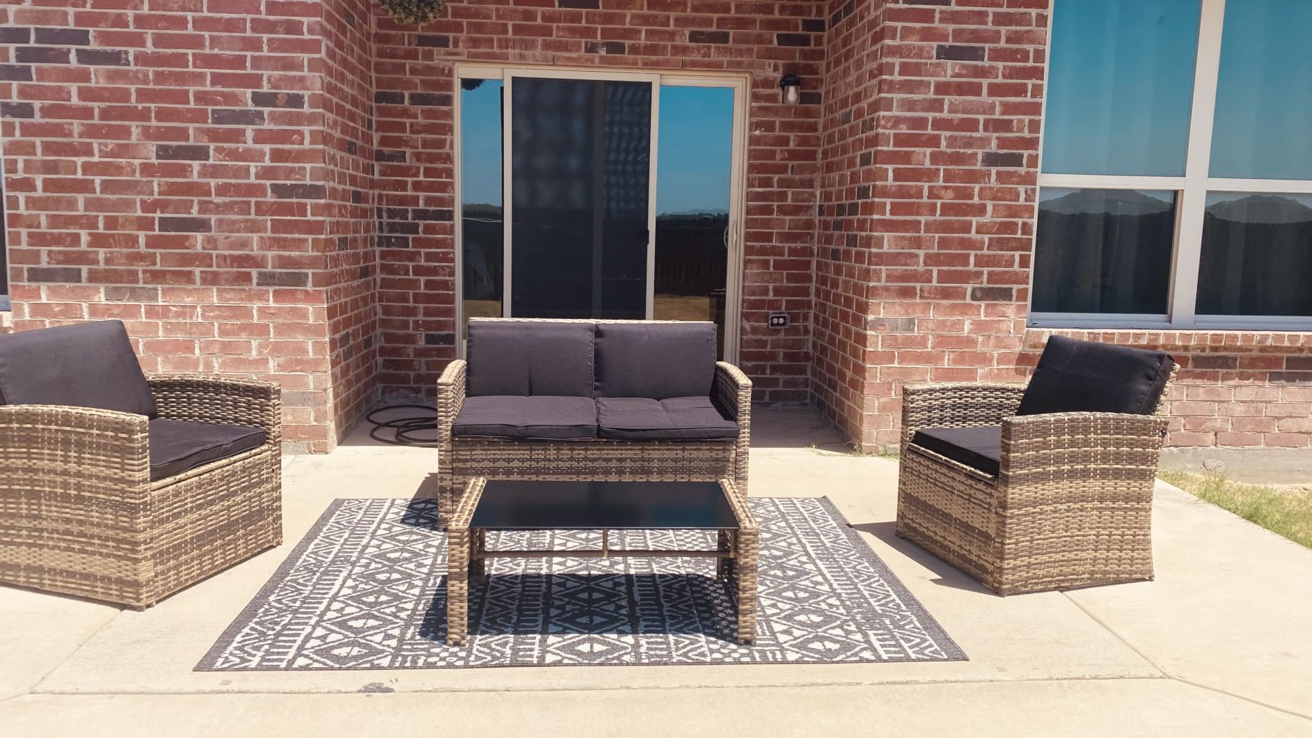 KROFEM 4 Piece Patio Furniture Set, Outdoor Wicker Conversation Set customer photo 2