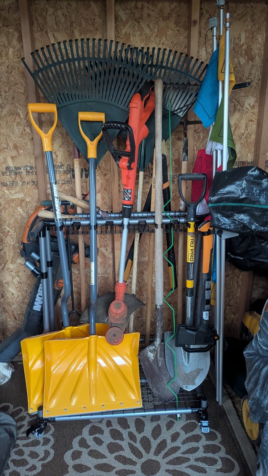 Heavy duty garden tool organizer garage storage holder storage large long farming tools lawn tool metal rack shovel and rake organizer customer photo 1