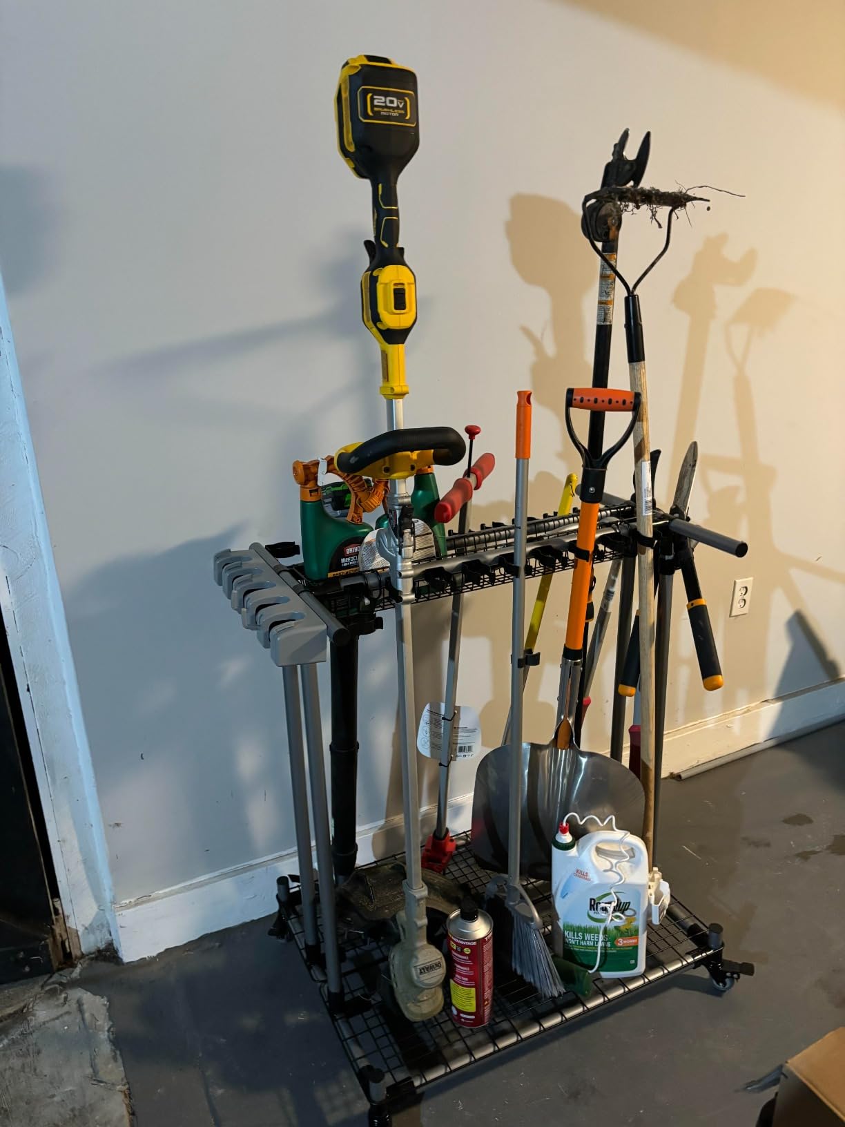 Heavy duty garden tool organizer garage storage holder storage large long farming tools lawn tool metal rack shovel and rake organizer customer photo 2
