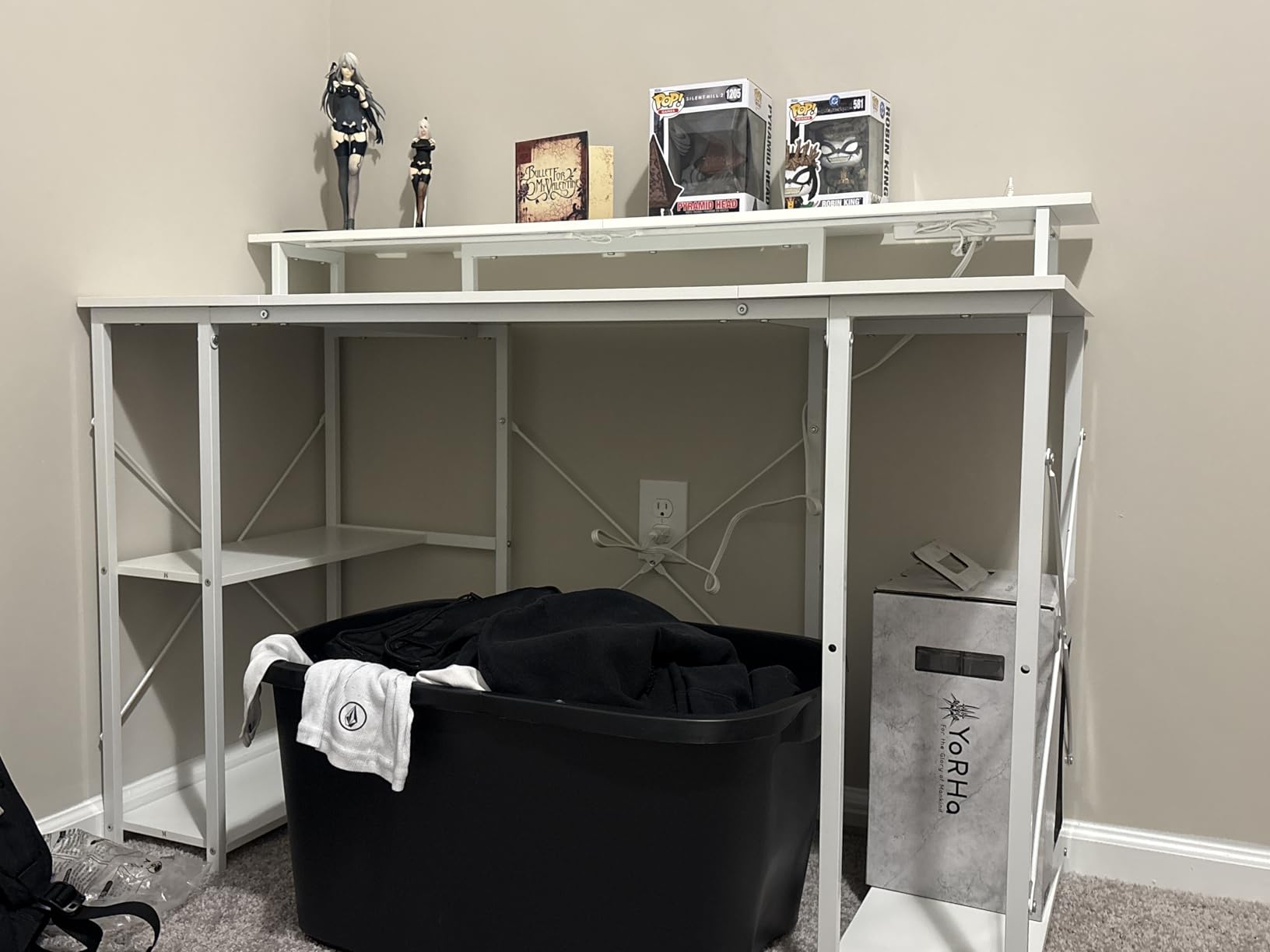 ODK 55 Inch Gaming Desk with LED Lights & Storage Shelves, Black customer photo 1