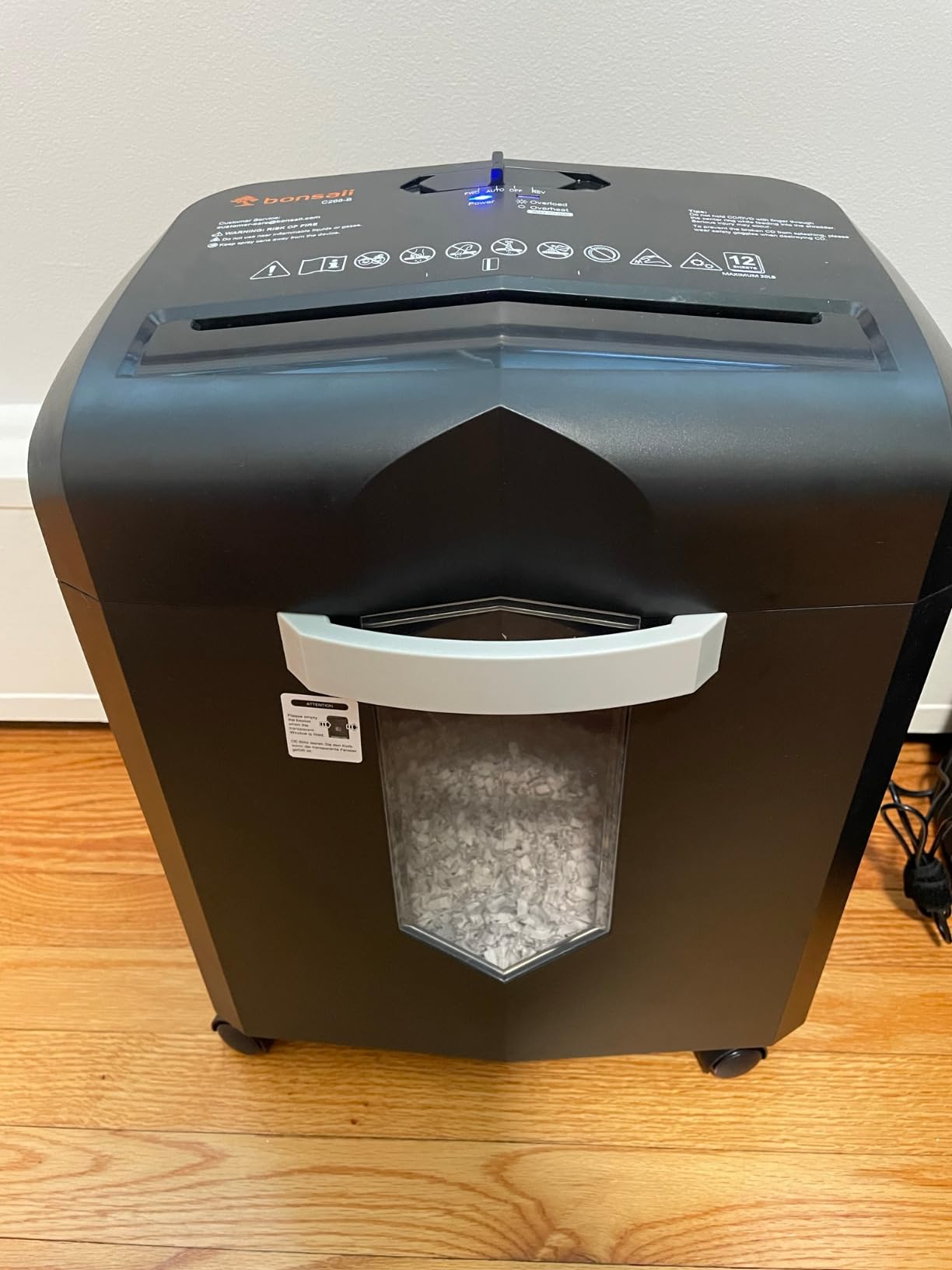 Bonsaii 12-Sheet Micro Cut Heavy Duty Paper Shredder for Home Office | Jam-Proof System, P-4 Security Level, Shreds CD/Cards/Staples, 4.2Gal Pullout Bin with Casters, Quiet Shredder C266-B customer photo 1