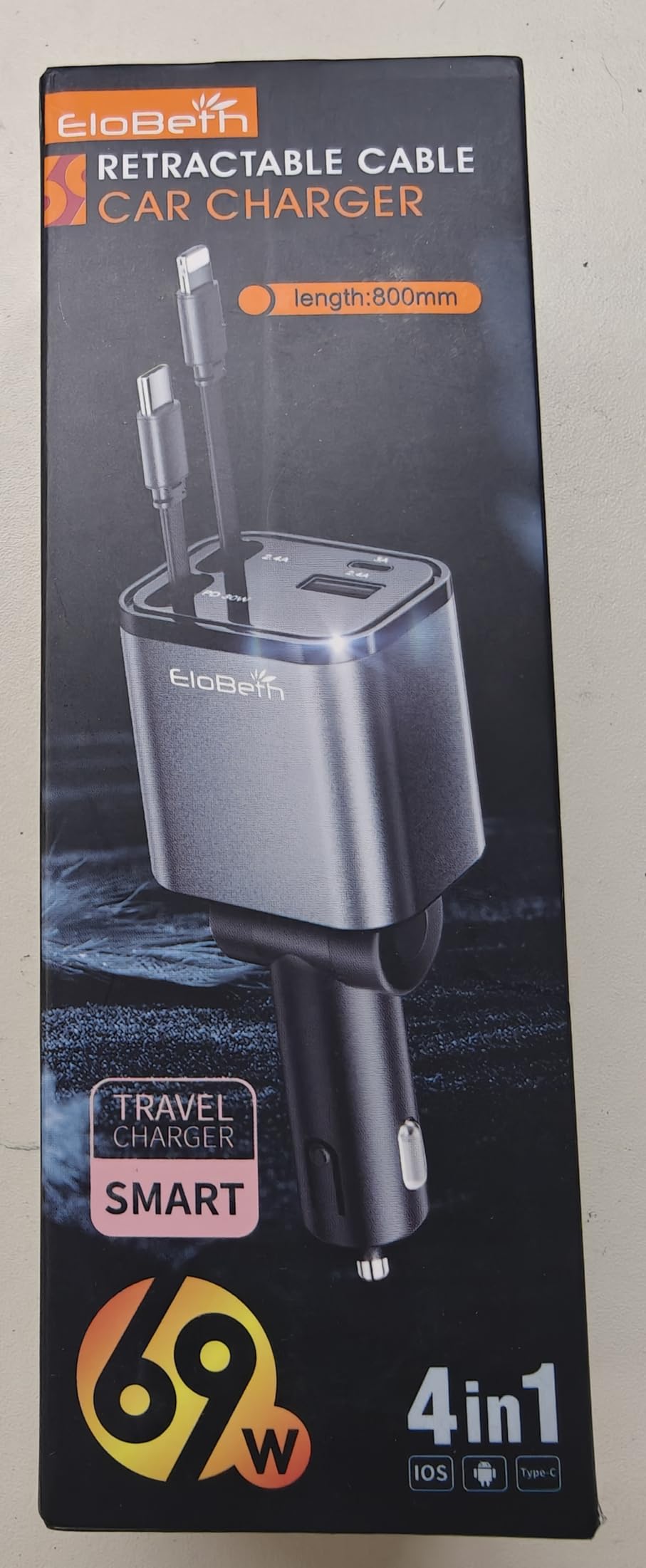 Retractable Car Charger,75W Car Phone Charger USB C Fast Charge for iPhone customer photo 1