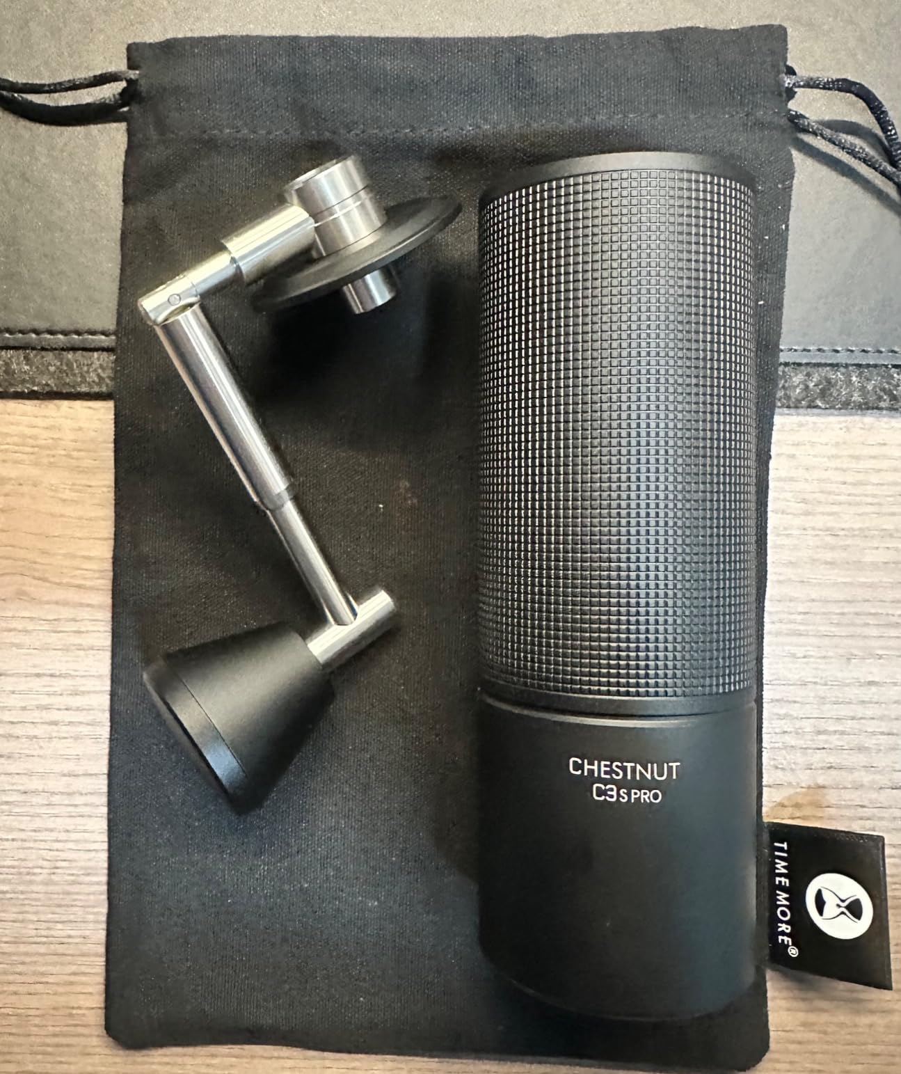 TIMEMORE Chestnut C3S Pro Manual Coffee Grinder, Stainless Steel S2C Conical Burr Coffee Grinder, Hand Coffee Grinder with Foldable Handle, Adjustable Grind Setting for Travel/Camping/Home, Black customer photo 2