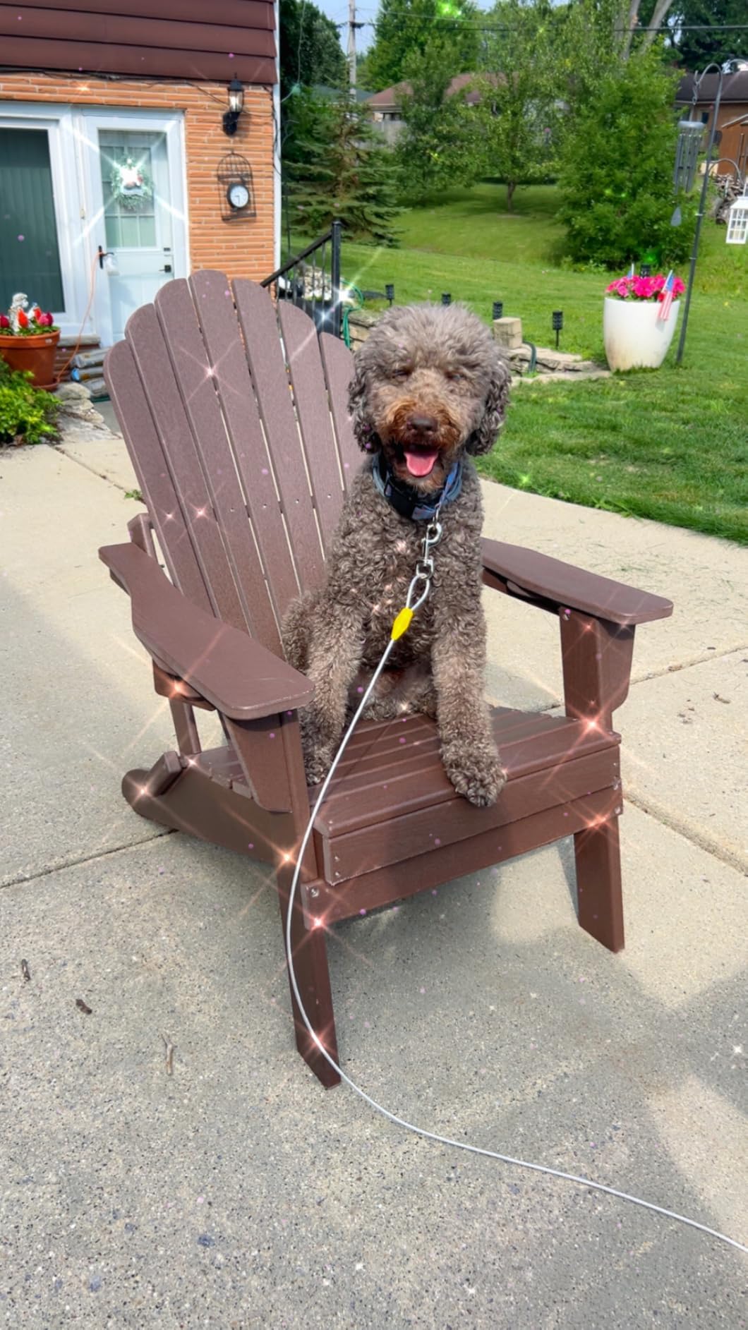 Plawdlik Oversized Folding Adirondack Chair, HDPE Outdoor Chair, Grey customer photo 1