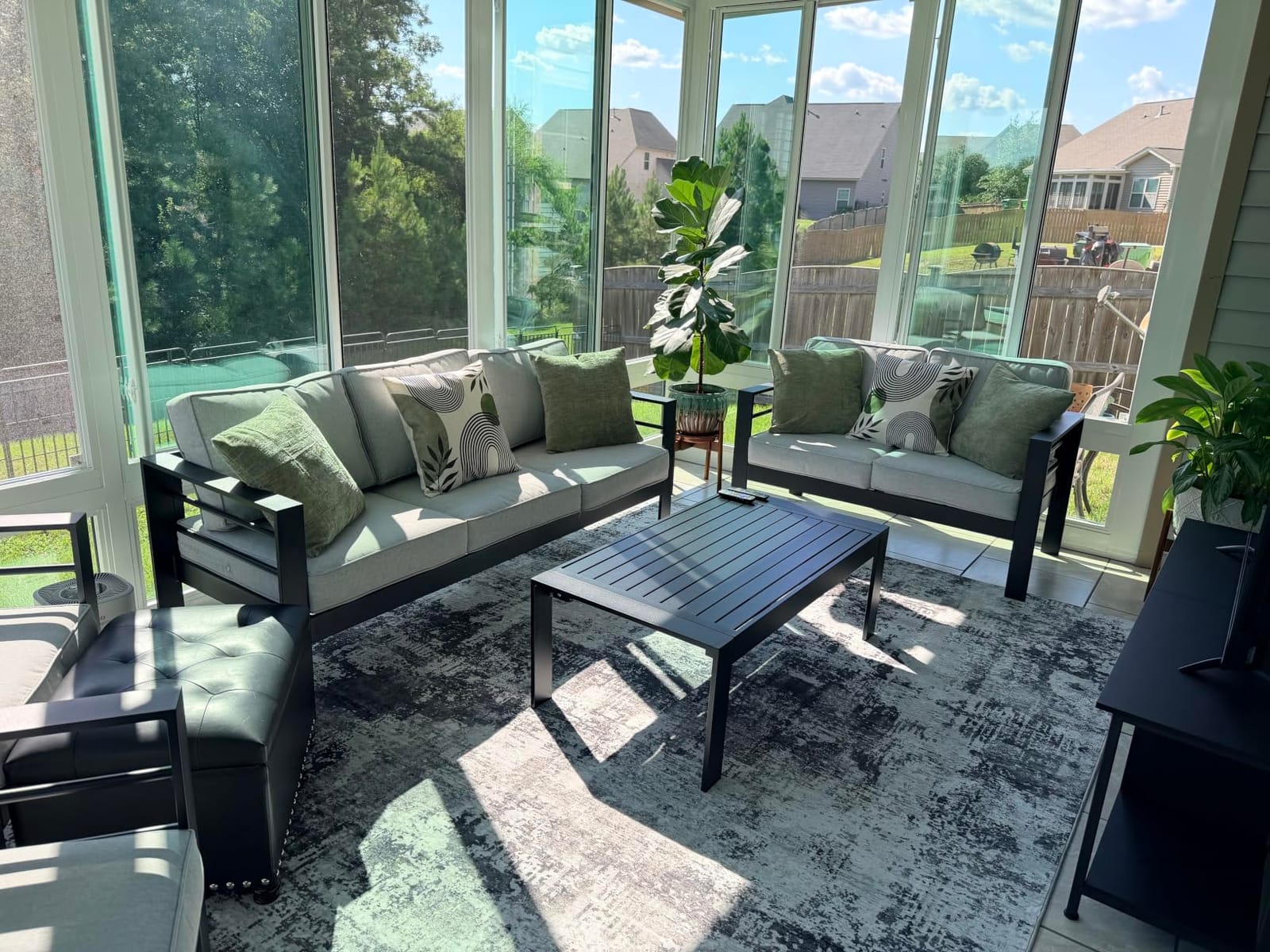 LayinSun Outdoor Aluminum Furniture Set with Fire Pit Table, 4 Pieces Patio Sectional Conversation Chat Sofa Modern Seating Set customer photo 2