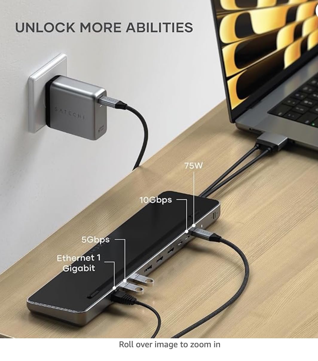 Satechi Dual Docking Station & Stand, 2X 4K HDMI, 75W PD Charging, Ethernet customer photo 2