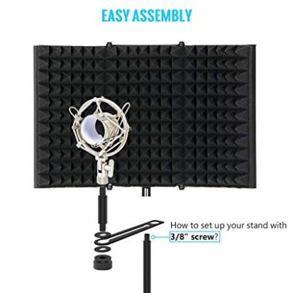 TONOR Isolation Shield Pack for Mic, Acoustic Foam Shield with Pop Filter & Tripod Stand, Foldable Design, Compatible with Blue Yeti, AT2020, Recording, Podcasts, Singing, Max 70 inch, Stand Included customer photo 2