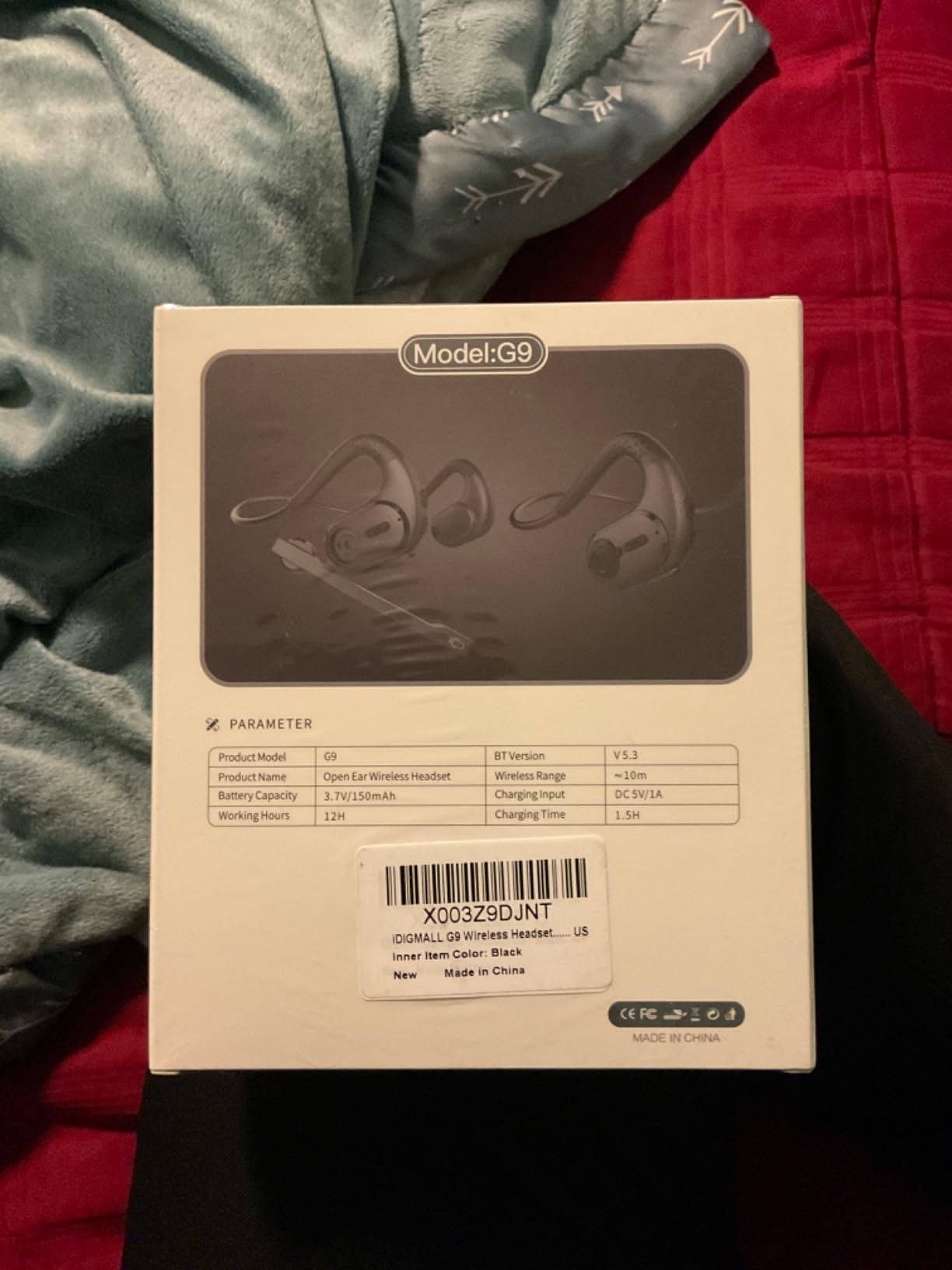 iDIGMALL Bluetooth Headset, Open Ear Headphones with Detachable Microphone customer photo 1