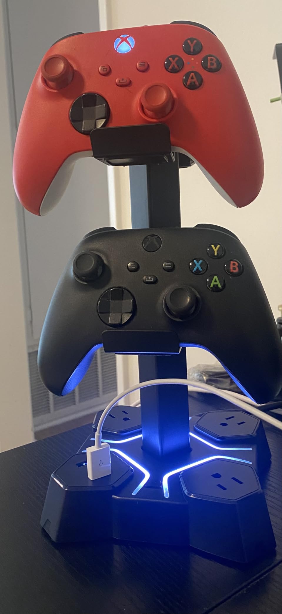 KDD Headphone Stand with USB Charger, Controller Stand for Desk, Headphone Holder with 2 USB Charging Ports and 3 AC Outlets, Accessories for Desktop(Black) customer photo 2