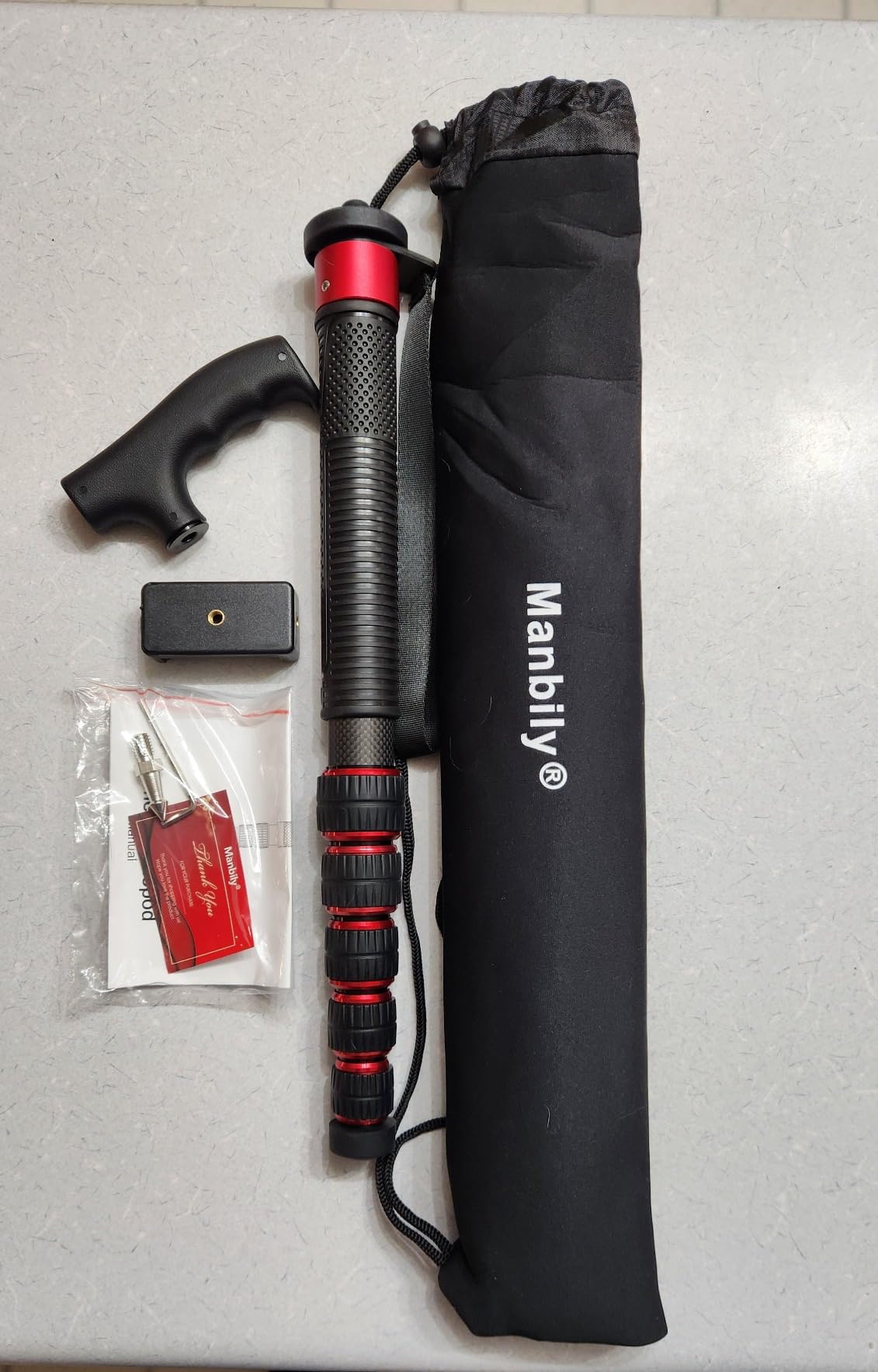 Manbily Camera Monopod, C-666L 32mm Tube Carbon Fiber Monopod with Walking Stick Handle, Portable Compact Lightweight for DSLR Cameras Canon Sony Nikon Travel customer photo 2