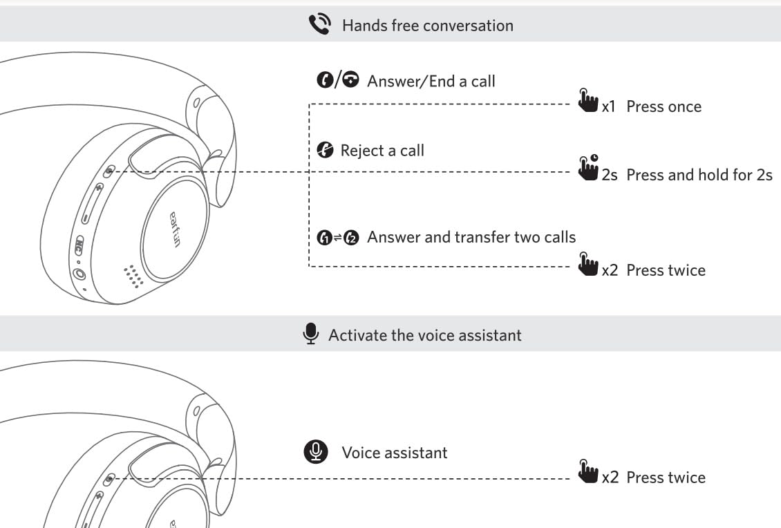 EarFun Wave Pro Active Noise Canceling Headphones, Wireless Over Ear Bluetooth Headphones, LDAC Hi-Res Sound, 5 Mics AI Clear Call, 80H Playtime, Multipoint Connection, Comfort Fit, Custom EQ via App customer photo 2