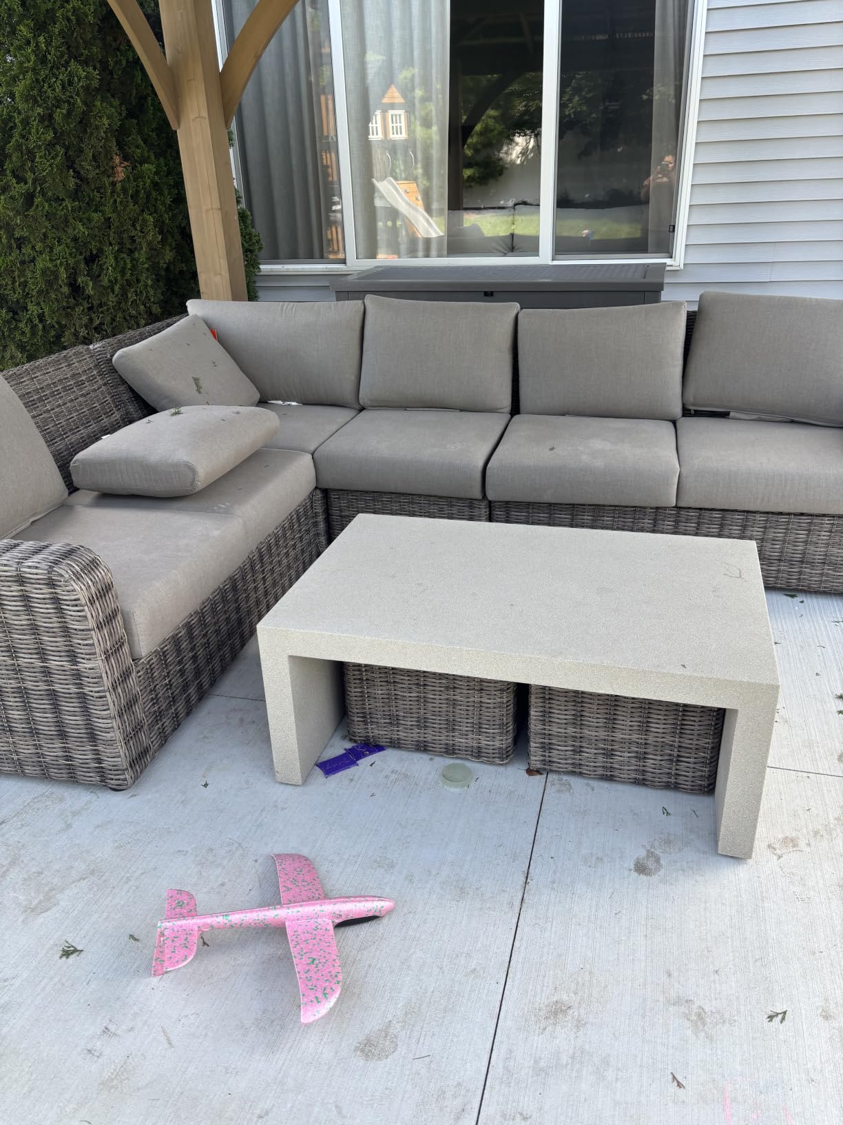 Kipiea Patio V-Shaped Sectional Sofa Cover, 420D Heavy-Duty Oxford Fabric Outdoor Sectional Cover with 6 Windproof Buckles, Anti UV and No Tears, No Fading (85