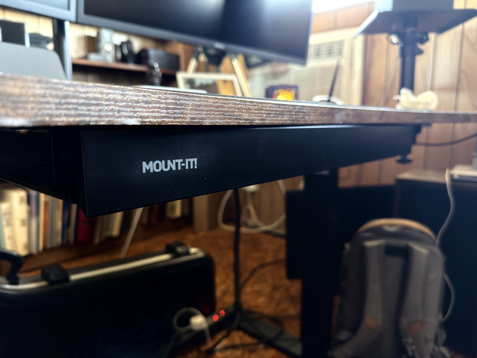 Mount-It! Under Desk Drawer Organizer with 2 Compartments, Shallow Low-Profile Slide-Out Desk Tray, 20.7″ x 8.9″ x 1.8″, Pull-Out Pencil Drawer for Traditional & Standing Desks - Black customer photo 1