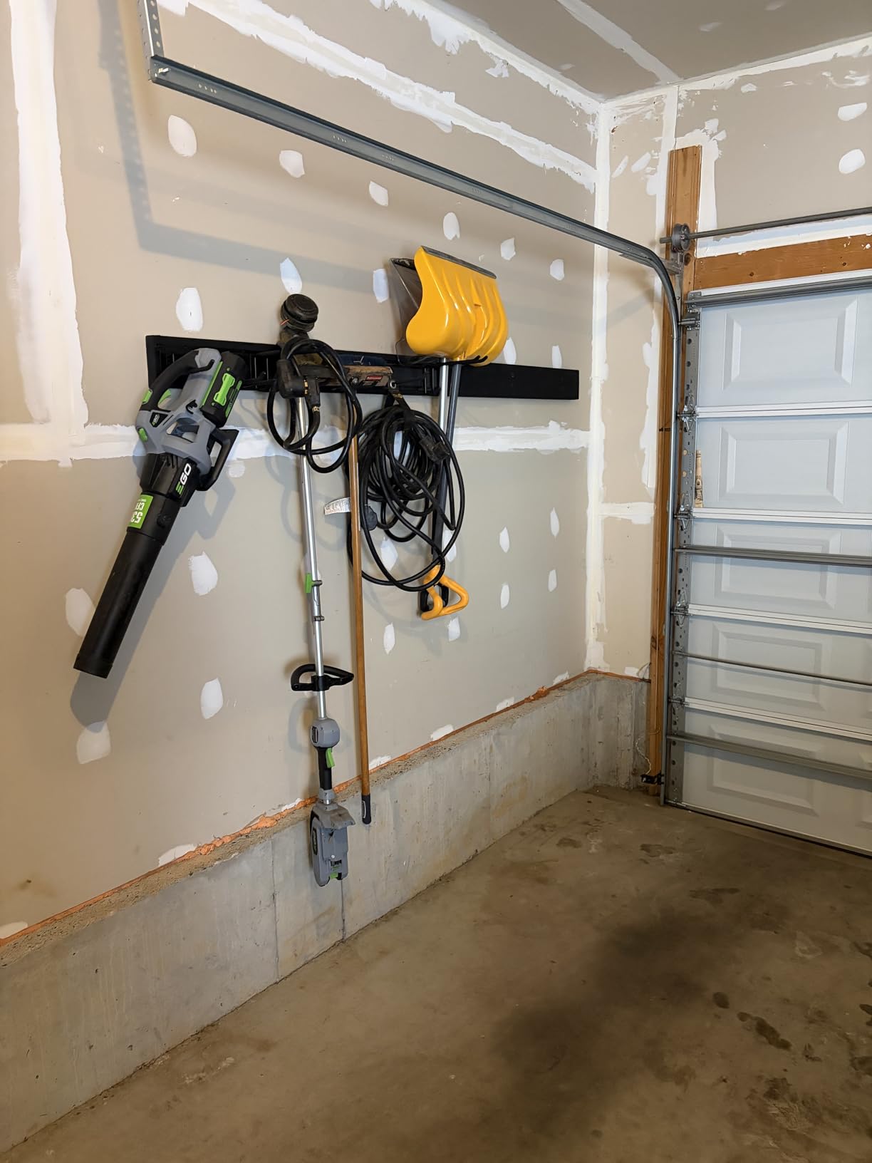 64 Inches Garage Storage, UUP Garage Organization Wall Mount Garden Tool Organizer, 620lbs Adjustable Metal Hooks, Yard Shed Rail Rack, Lawn Tool Holder for Hanging Rake Broom Mop Snowboard, Home Gift customer photo 1
