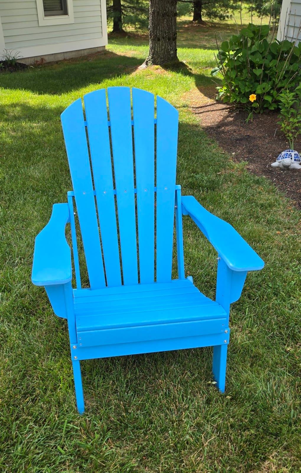 Plawdlik Folding Adirondack Chair Set of 4, Cup Holder,Wooden Textured ,Heavy All-Weather HDPE Comfortable Set Poolside Backyard Lawn Black customer photo 2