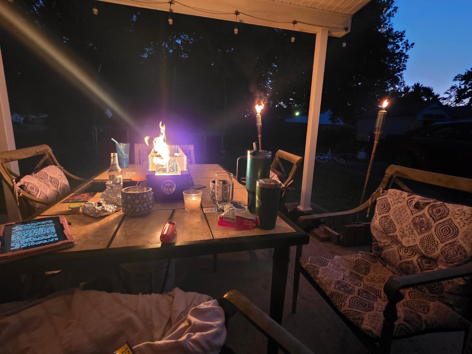Ciays Large Propane Fire Pit 19 Inch, Gas Fire Pit with Grill Grate, Folding Legs, Hose Hooks, Propane Tank Holder, Cover & Carry Strap, Portable Outdoor Fire Pit for Camping, 58,000 BTU customer photo 2