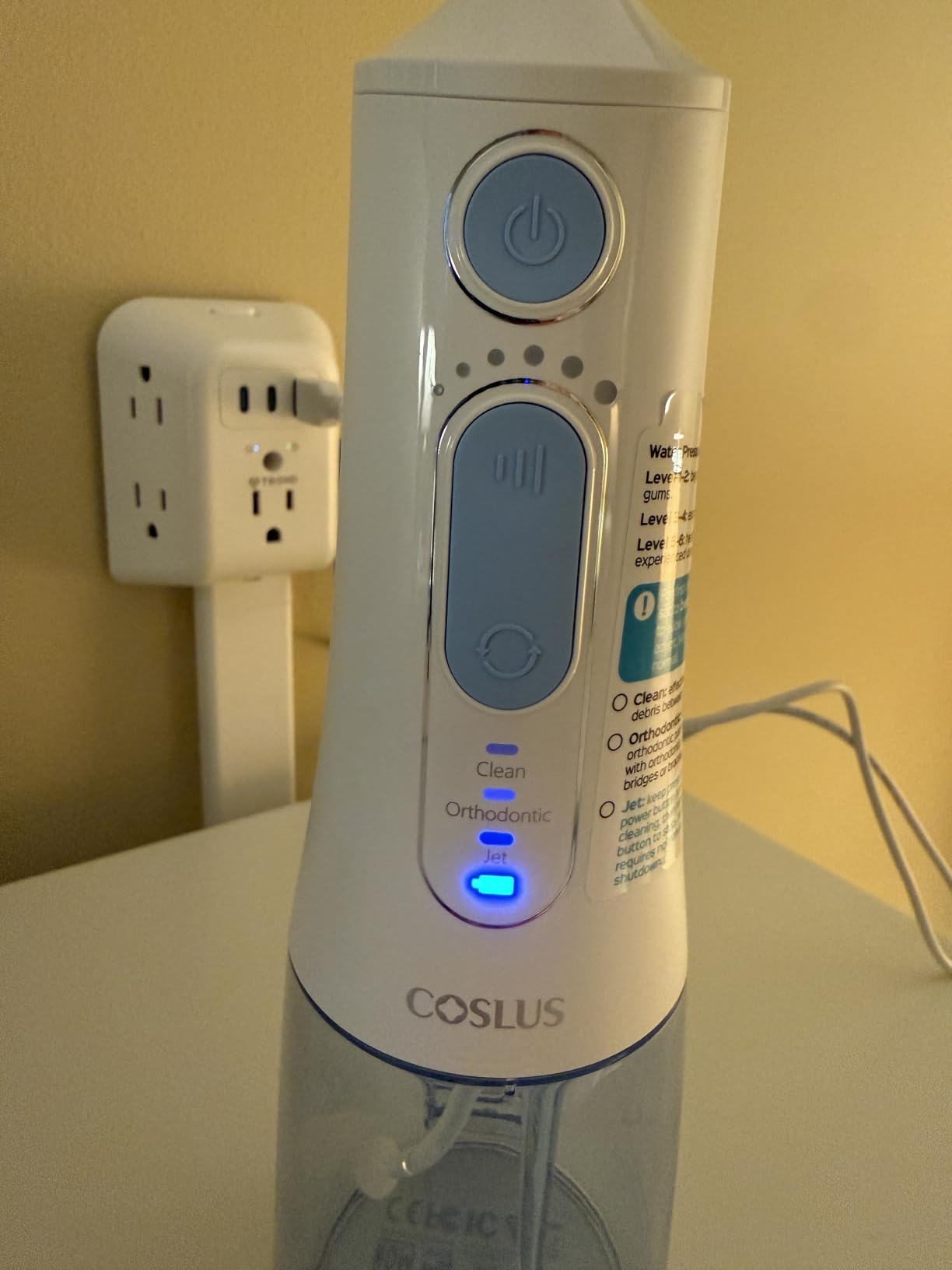 COSLUS ADA Accepted E40 Water Dental Flosser, 10 Pressure Levels, Black Pro customer photo 2