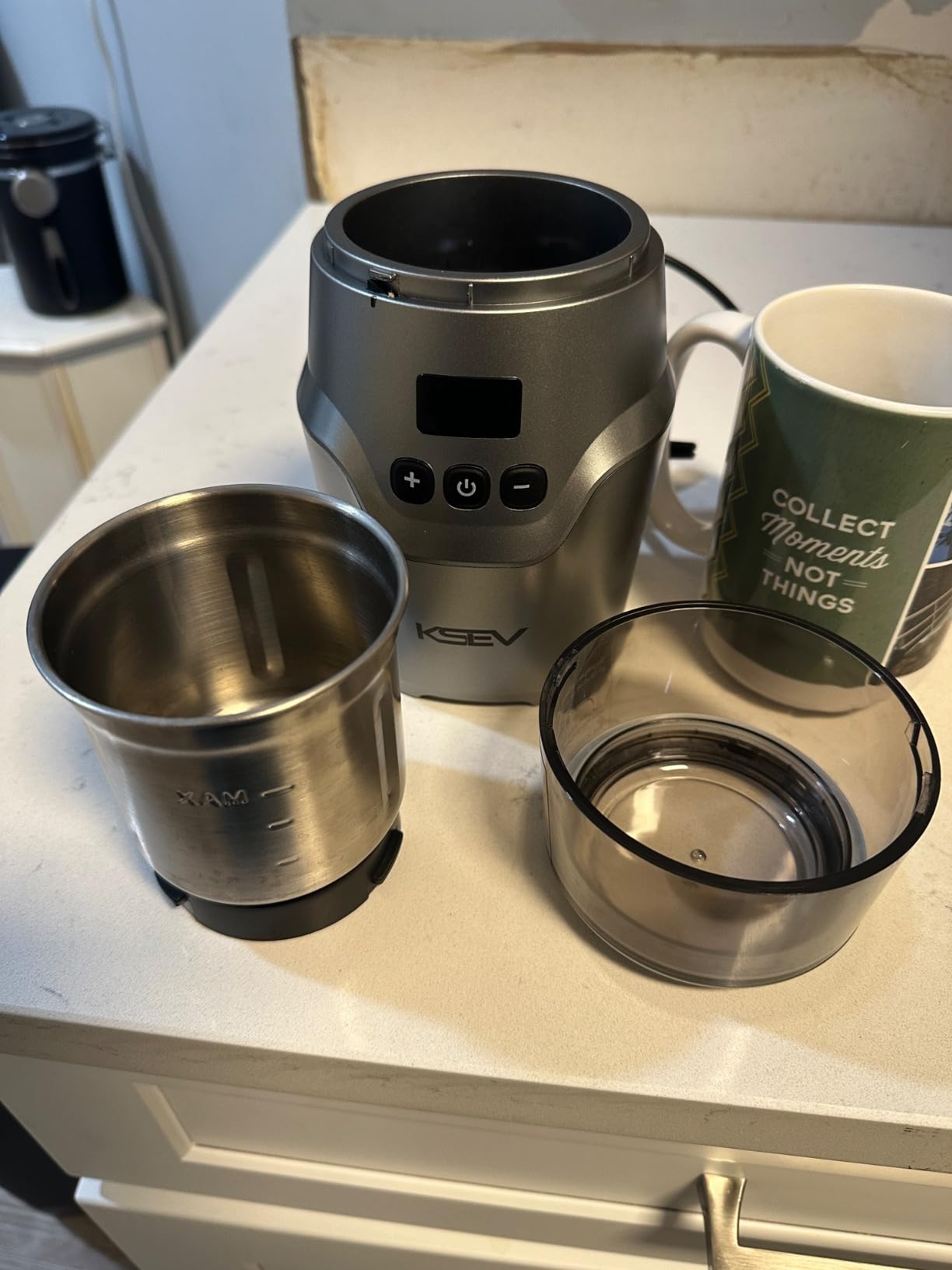 Digital Display Timer Electric Coffee Grinder, 150W Herb Grinder, Large Capacity Up to 12 Cups, Whisper Quiet, Safety Lock Feature, Removable Stainless Steel Cup for Spices, Herbs, Nuts (Silver) customer photo 2