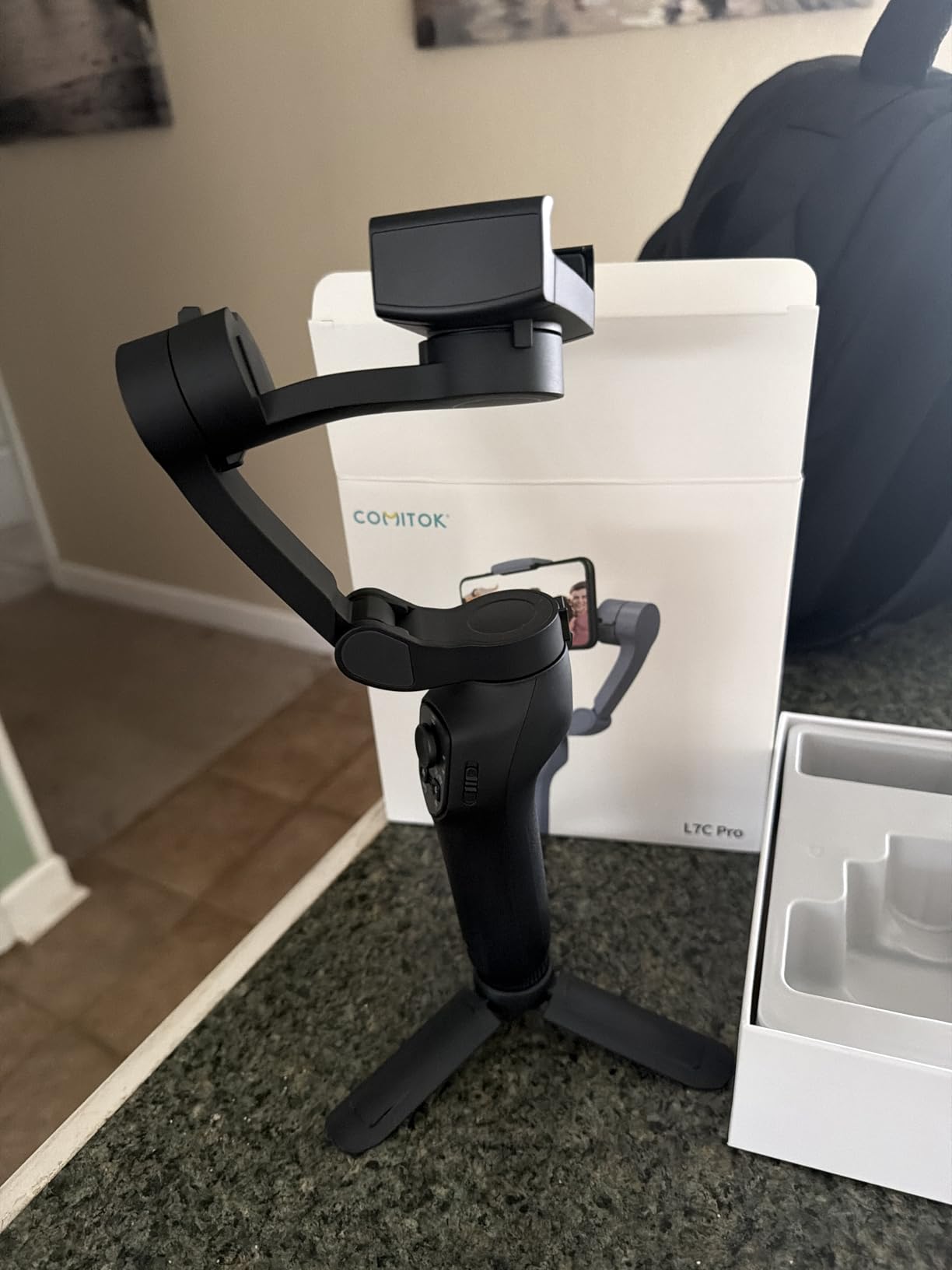 COMITOK L7C Pro, Gimbal stabilizer for iPhone, Phone Stabilizer for Video Recording with Face/Object Tracking, 3-Axis Gimbal for Android & iPhone 15 Pro Max, Foldable Phone Gimbal Vlog Recording customer photo 1