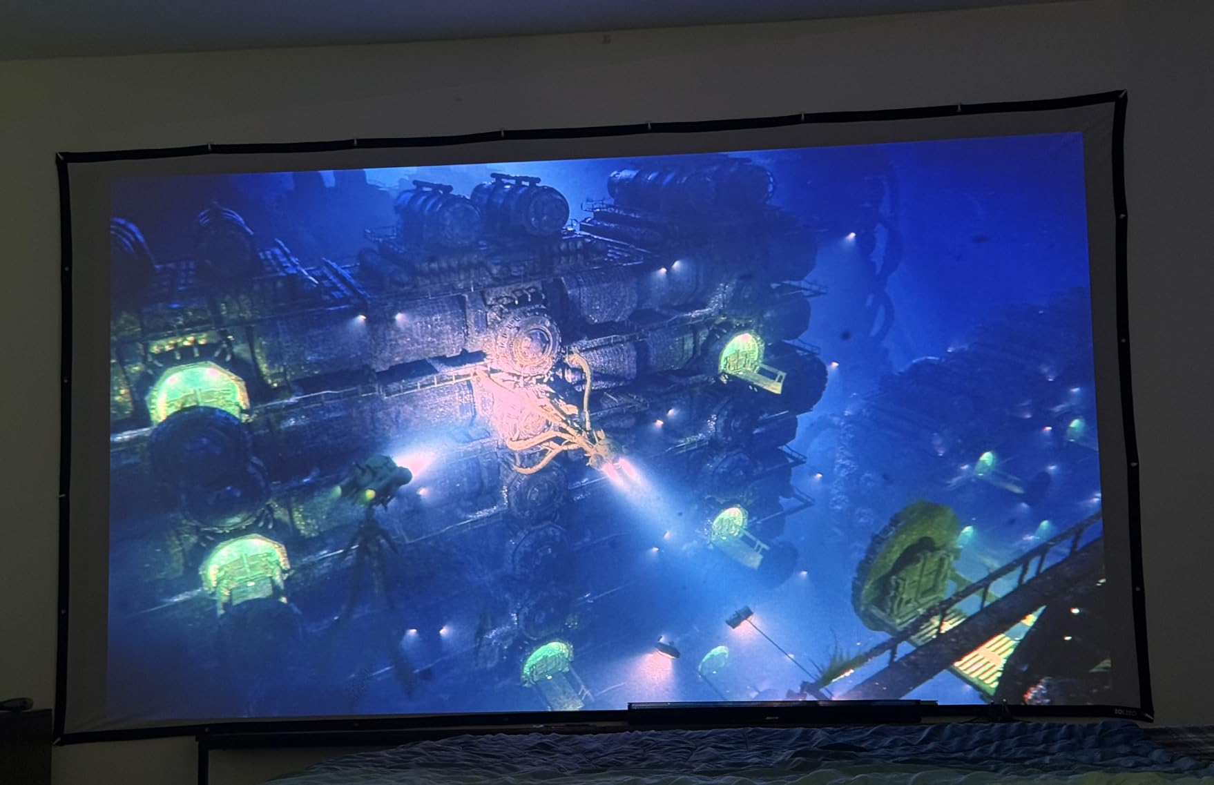 100 inch Projector Screen Upgraded- Black Backing, Straight Edges, Foldable, Washable and Wrinkle-Free - for Indoor Home Theater and Outdoor Cinema -White 16:9 by IOLIEO customer photo 2