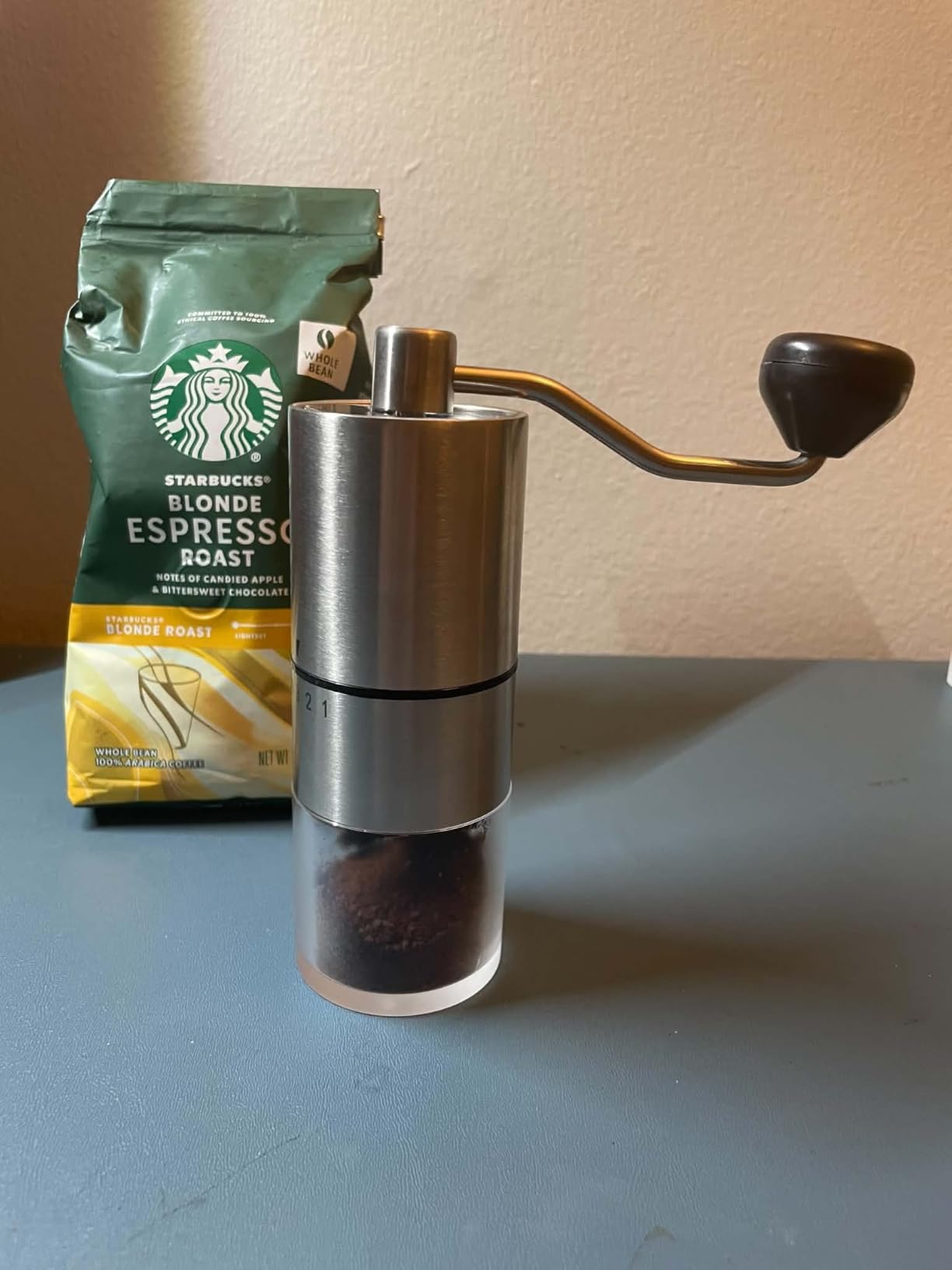 Manual Coffee Grinder With Ceramics Burr For Espresso,French Press,5 Adjustable Settings,Hand Maker with Built-In Burr,For Home Use and Camping Travel,Coffee Bean Grinders With Hand Crank customer photo 2