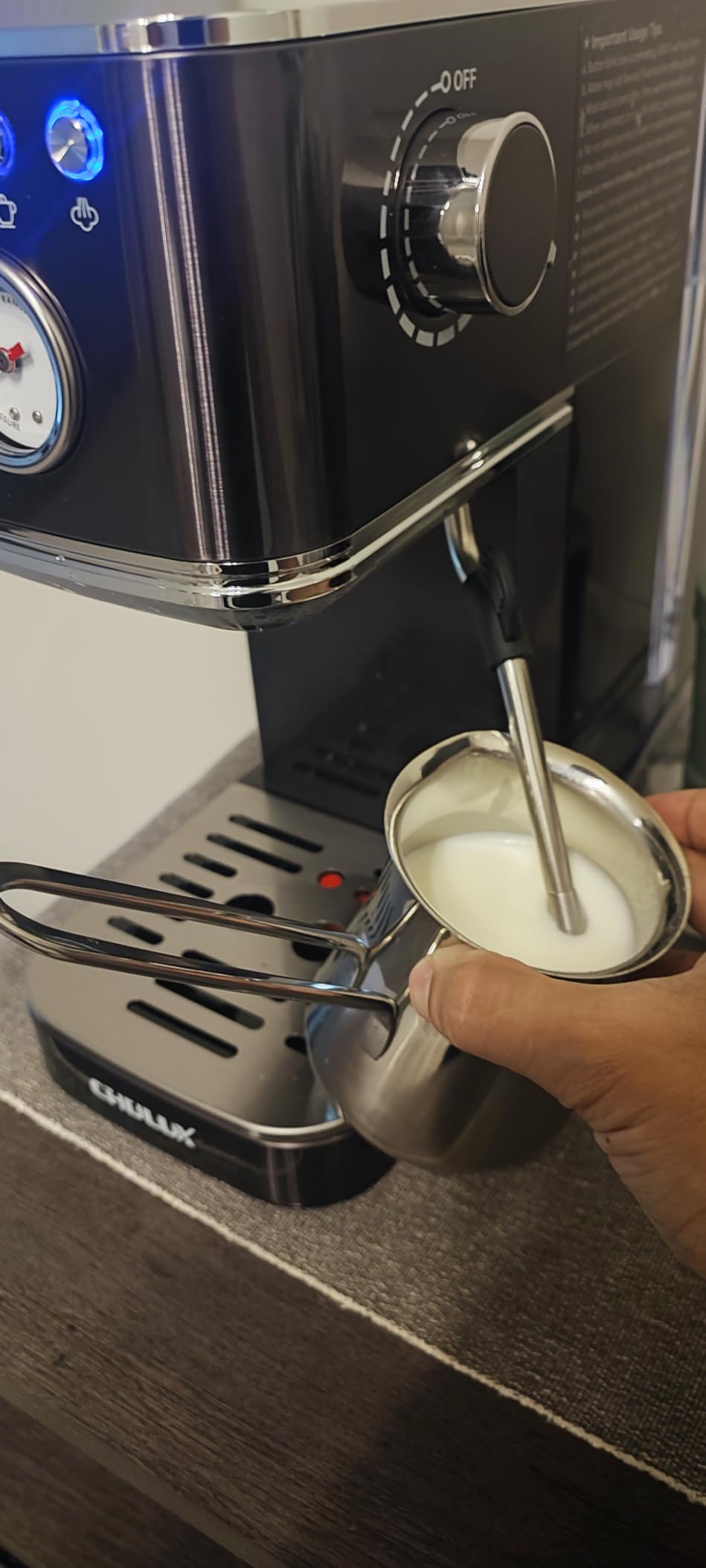 CHULUX Slim Espresso Machine with Milk Frother for Home Cappuccino, Black customer photo 2