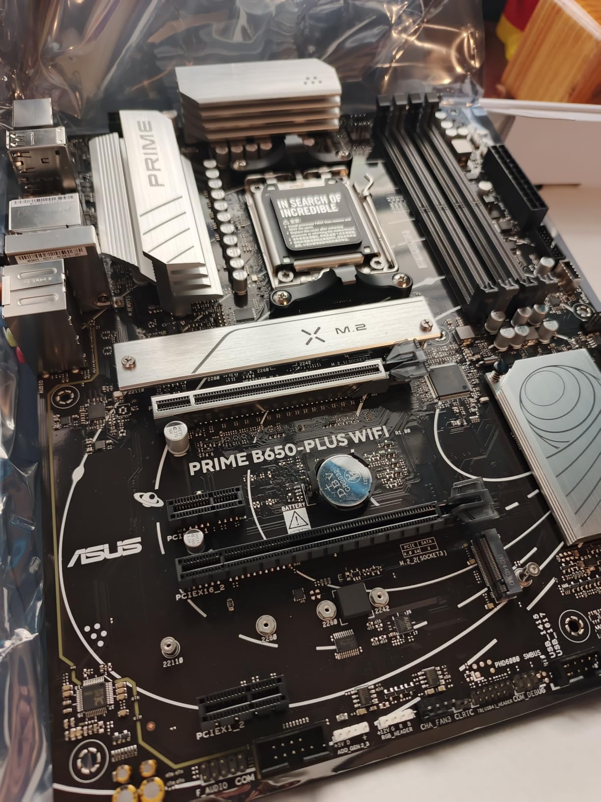 ASUS Prime B650-PLUS WiFi AMD B650 AM5 Ryzen™ Desktop 9000 8000 & 7000 ATX Motherboard, DDR5, PCIe 5.0 M.2, 2.5Gb LAN, WiFi 6E, HDMI™, SATA 6 Gbps, USB Type-C®, BIOS Flashback™, Thunderbolt™ 4 Header customer photo 1