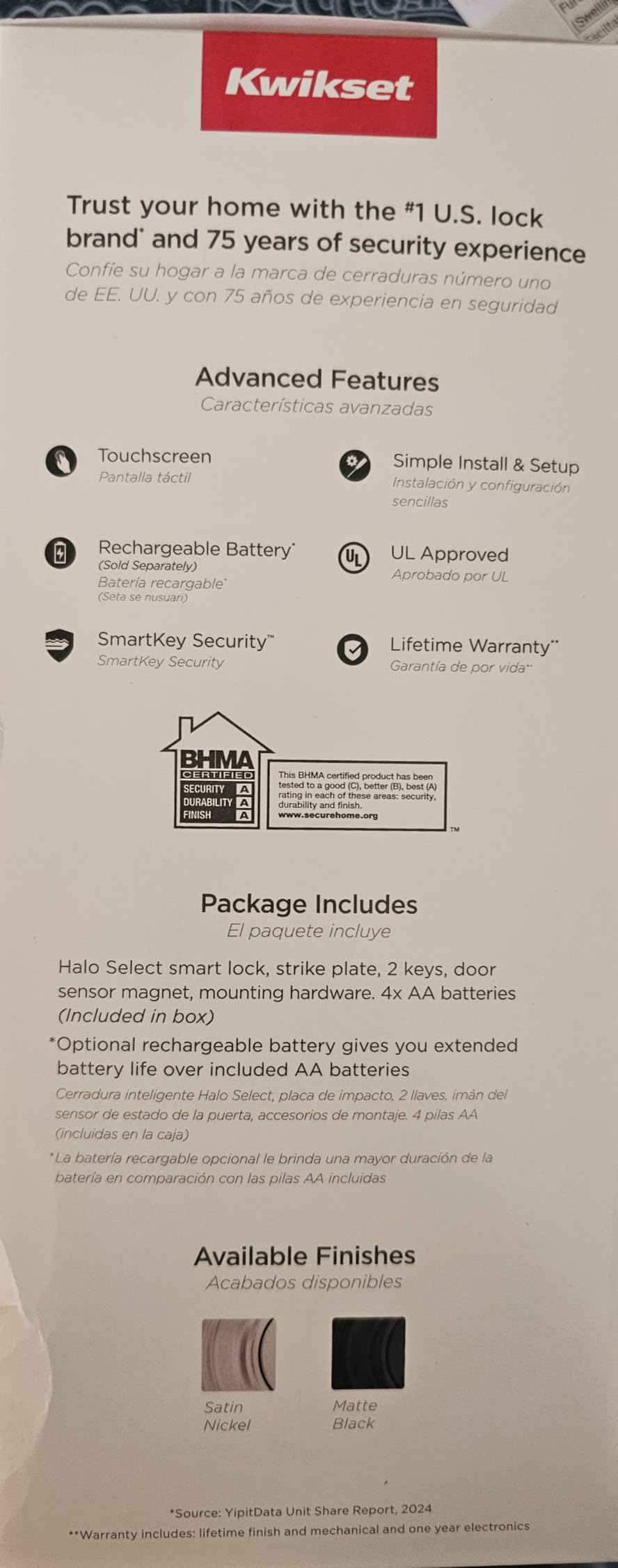 Kwikset Halo Select Smart Lock Keyless Entry Door Lock Wi-Fi and Matter Enabled Deadbolt No Hub Needed, Geofence Auto-Unlock, Grade AAA Certified, Easy Install, Satin Nickel Lifetime Finish Warranty customer photo 2