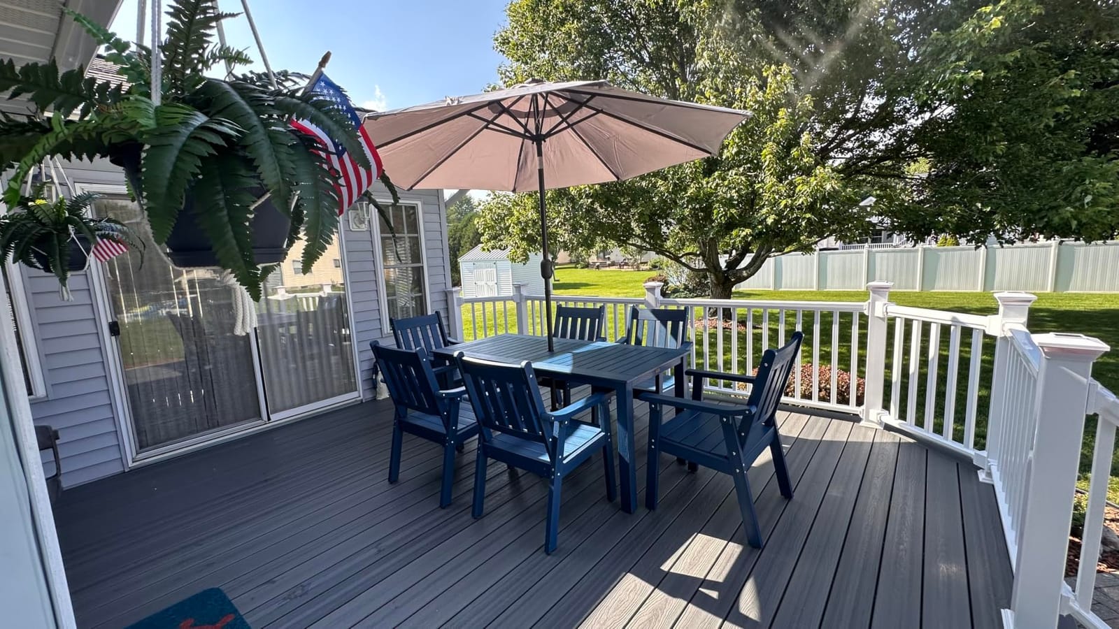 YEFU 7-Piece Patio Table Set, All-Weather HIPS, Metal Aluminum Frame, Teak customer photo 2
