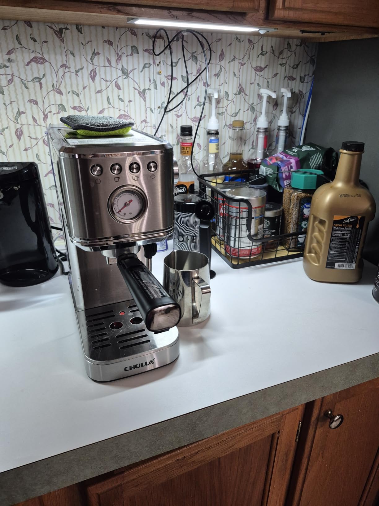 CHULUX Slim Espresso Machine with Milk Frother for Home Cappuccino, Creamy customer photo 1
