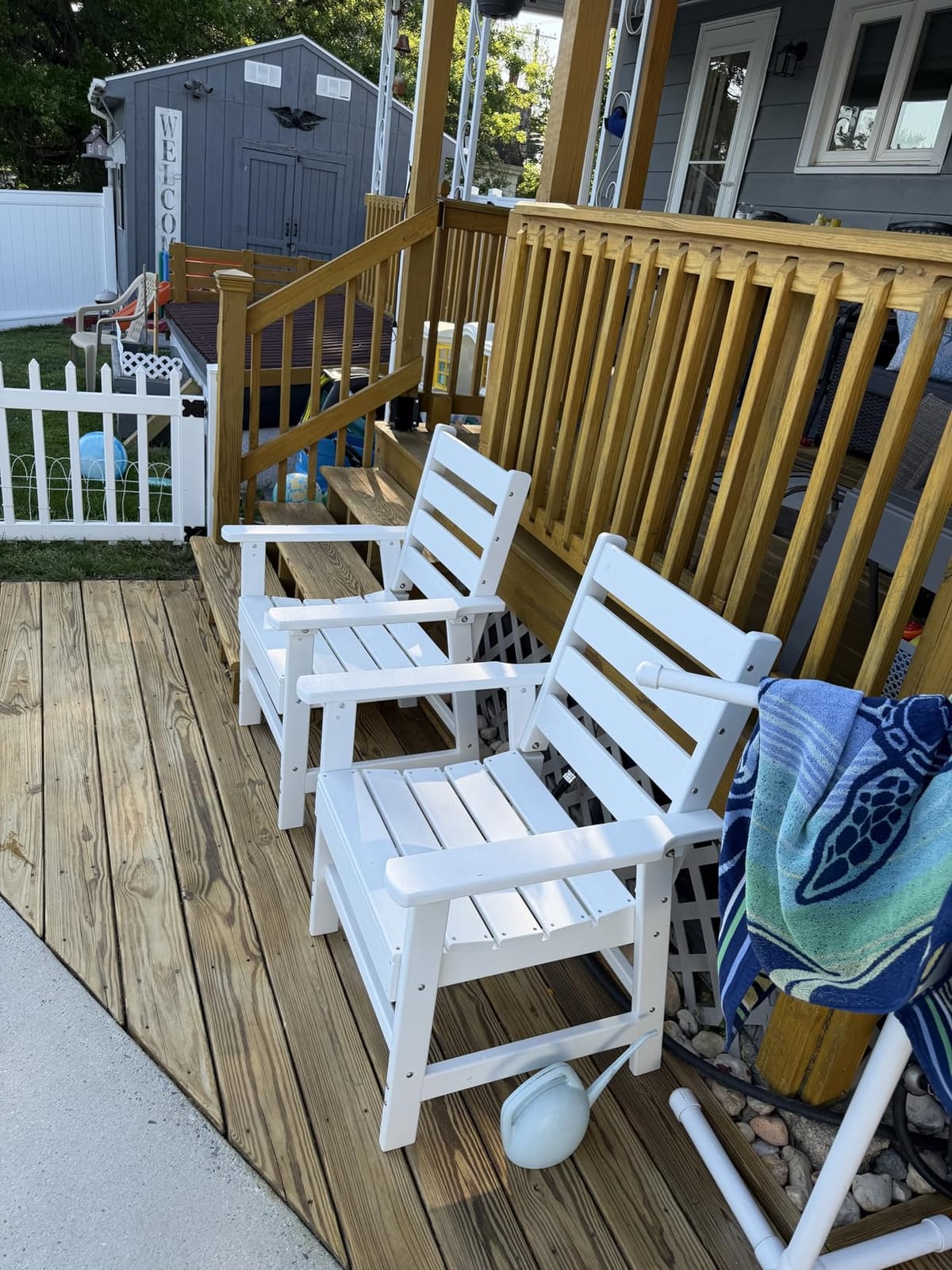 GREENVINES 5-piece Outdoor Dining Set, HDPE Table & 4 Chairs, Teak customer photo 2